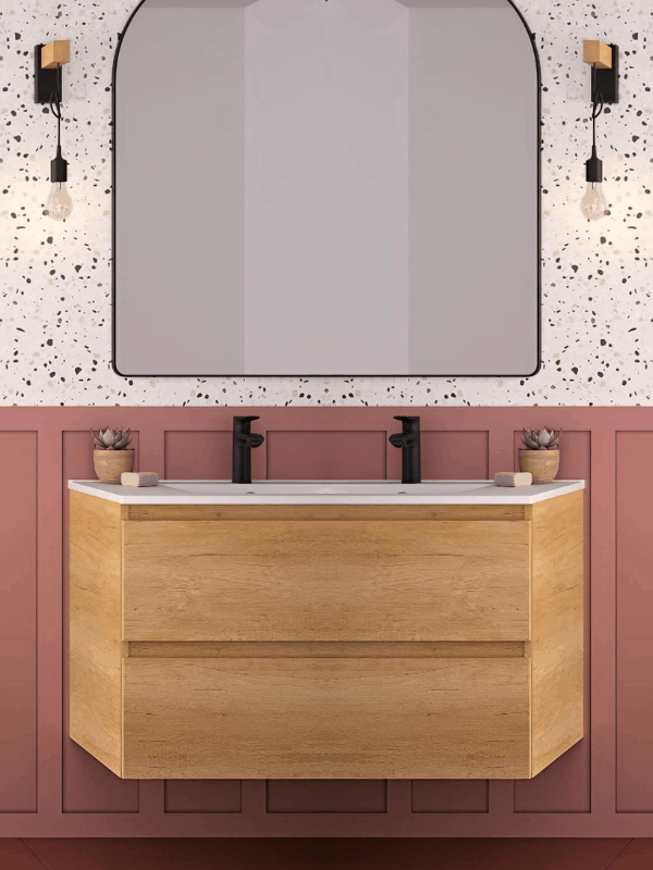 Panneau de douche kinewall design 100x202 cm mixte terracotta + terrazzo terracotta