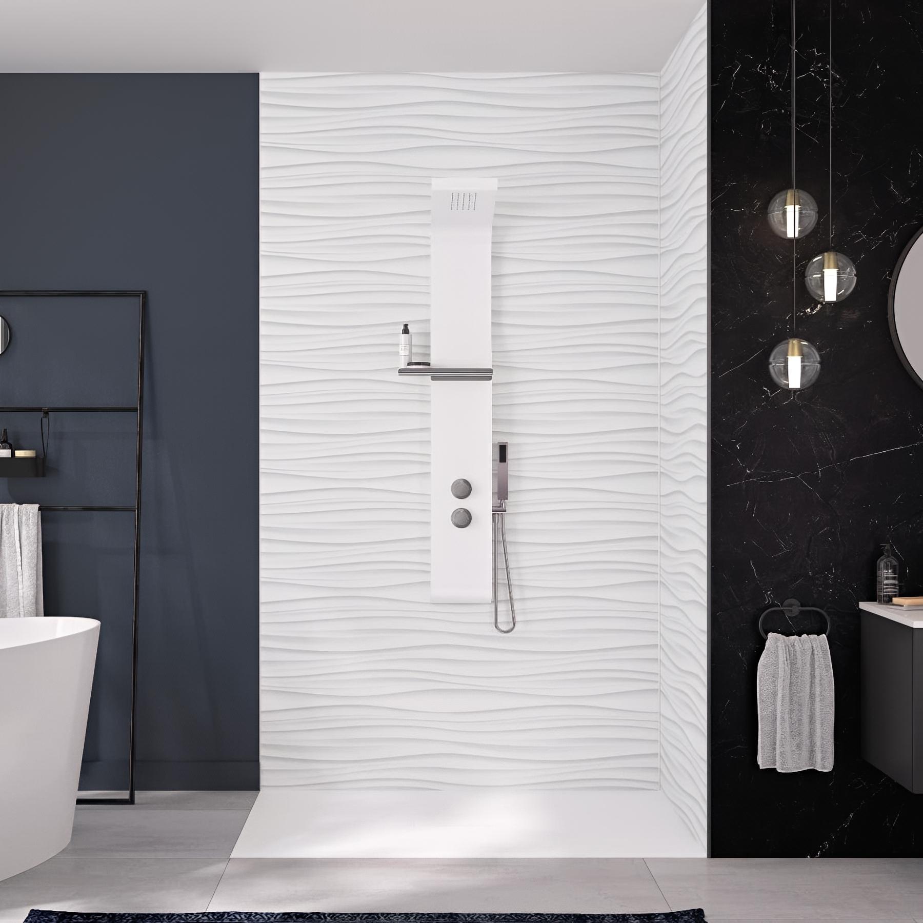 Panneau de douche kinewall design 150x250 cm vagues horizontales