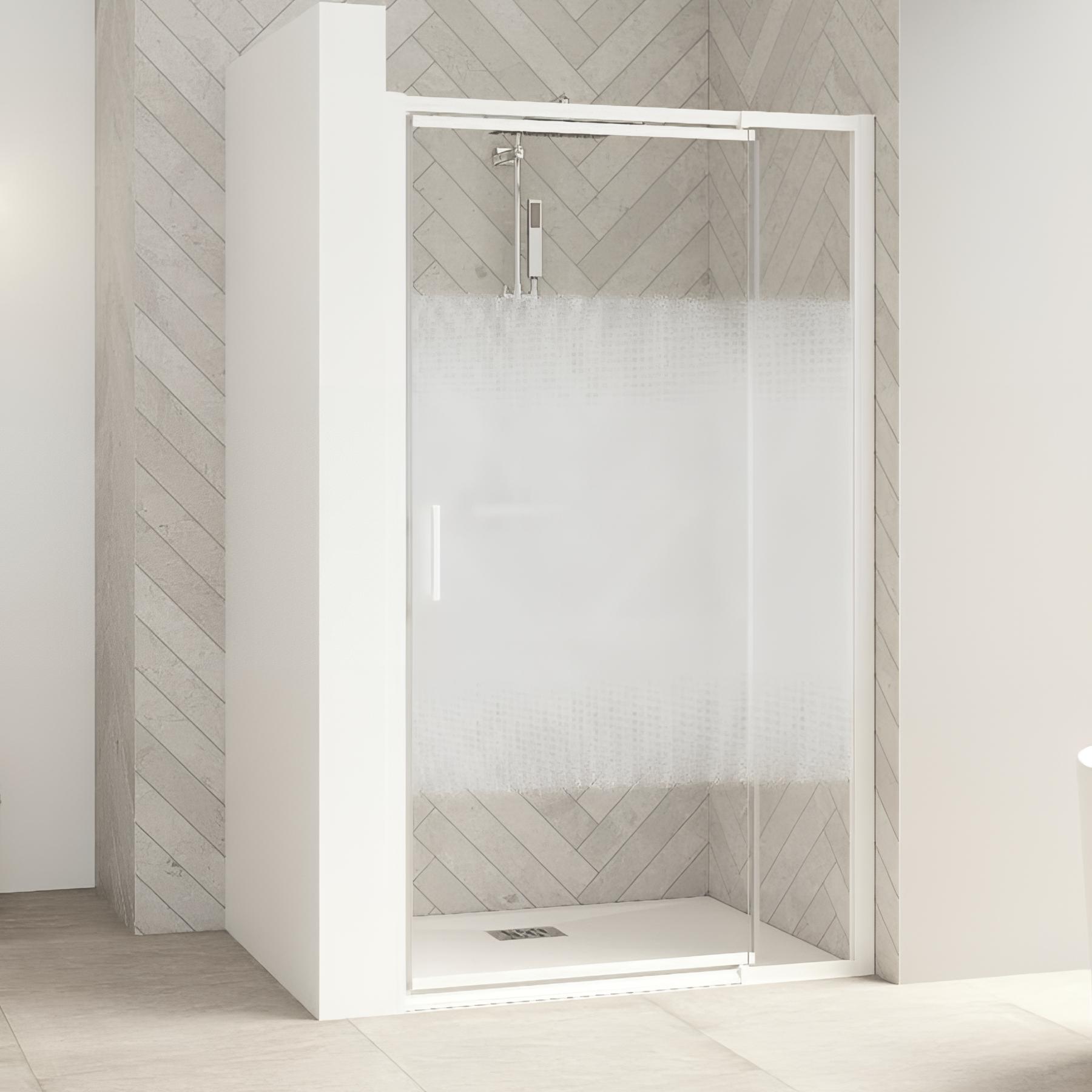 Porte pivotante smart design p extensible avec seuil profilé blanc et verre cosmos 770-900 mm