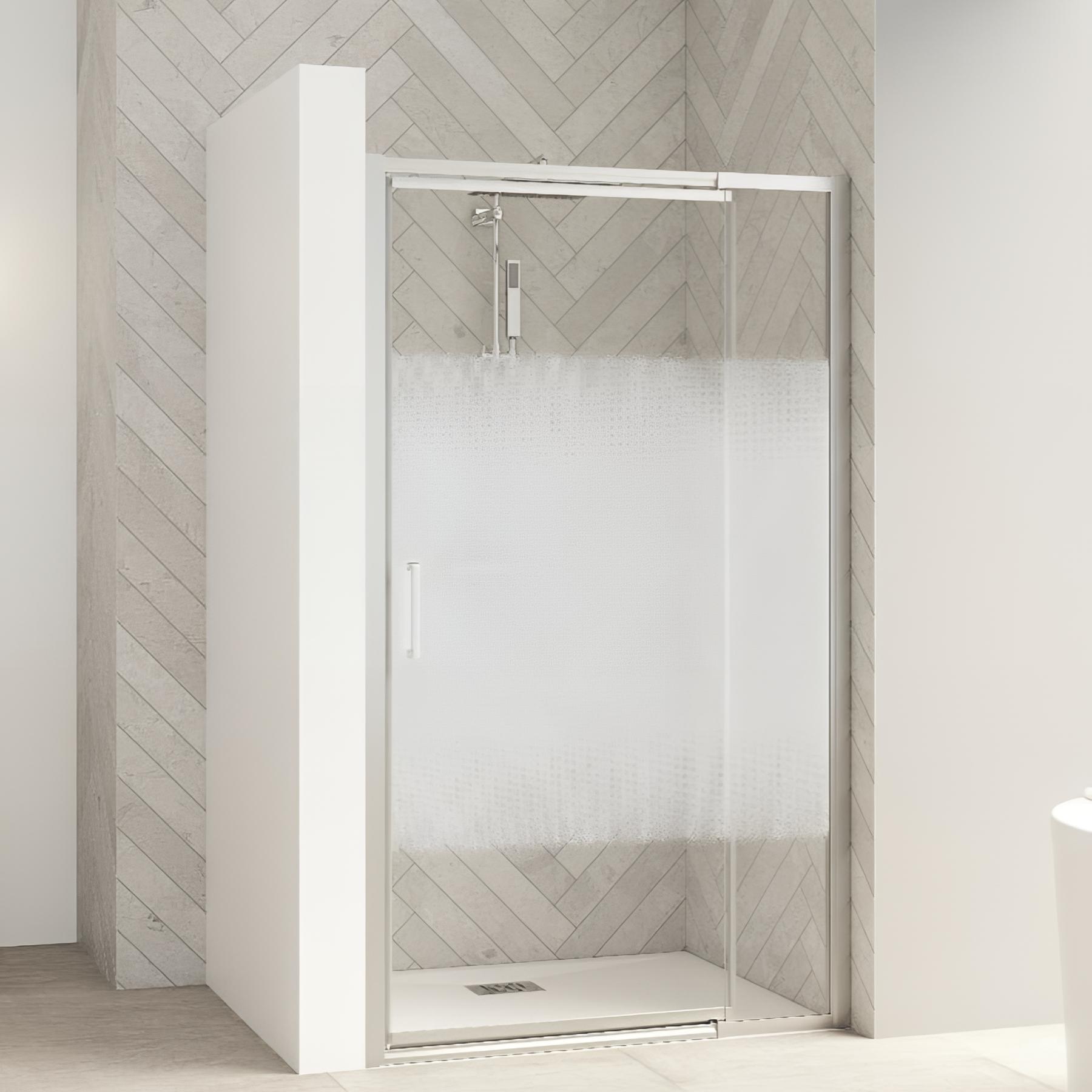 Porte de douche smart design p sans seuil verre transparent 125 cm chromé