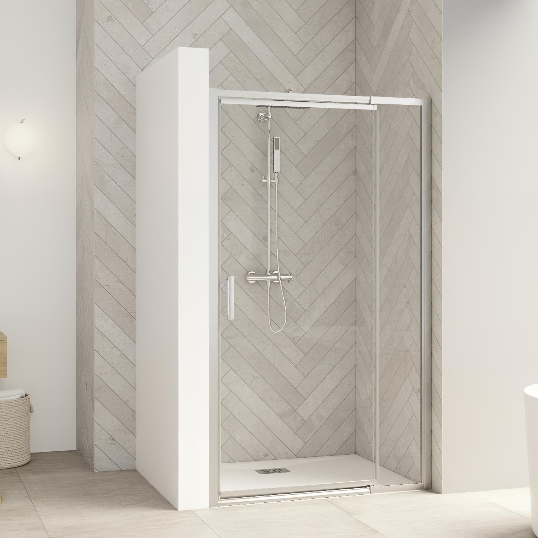 Porte de douche smart design p sans seuil verre transparent 125 cm gris noir grainé