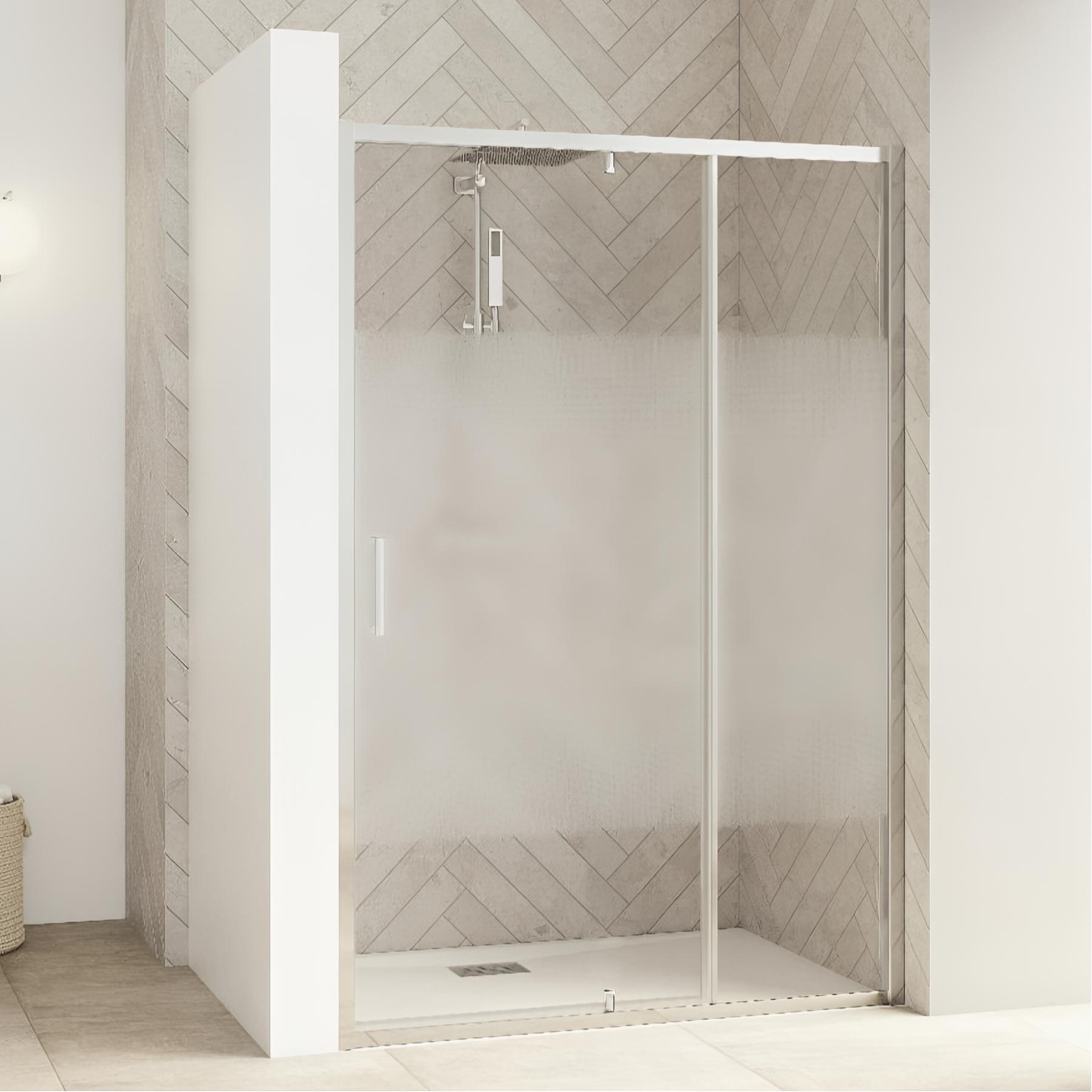 Porte de douche smart design p charnières + f sans seuil en angle verre cosmos 180 cm profilé chromé