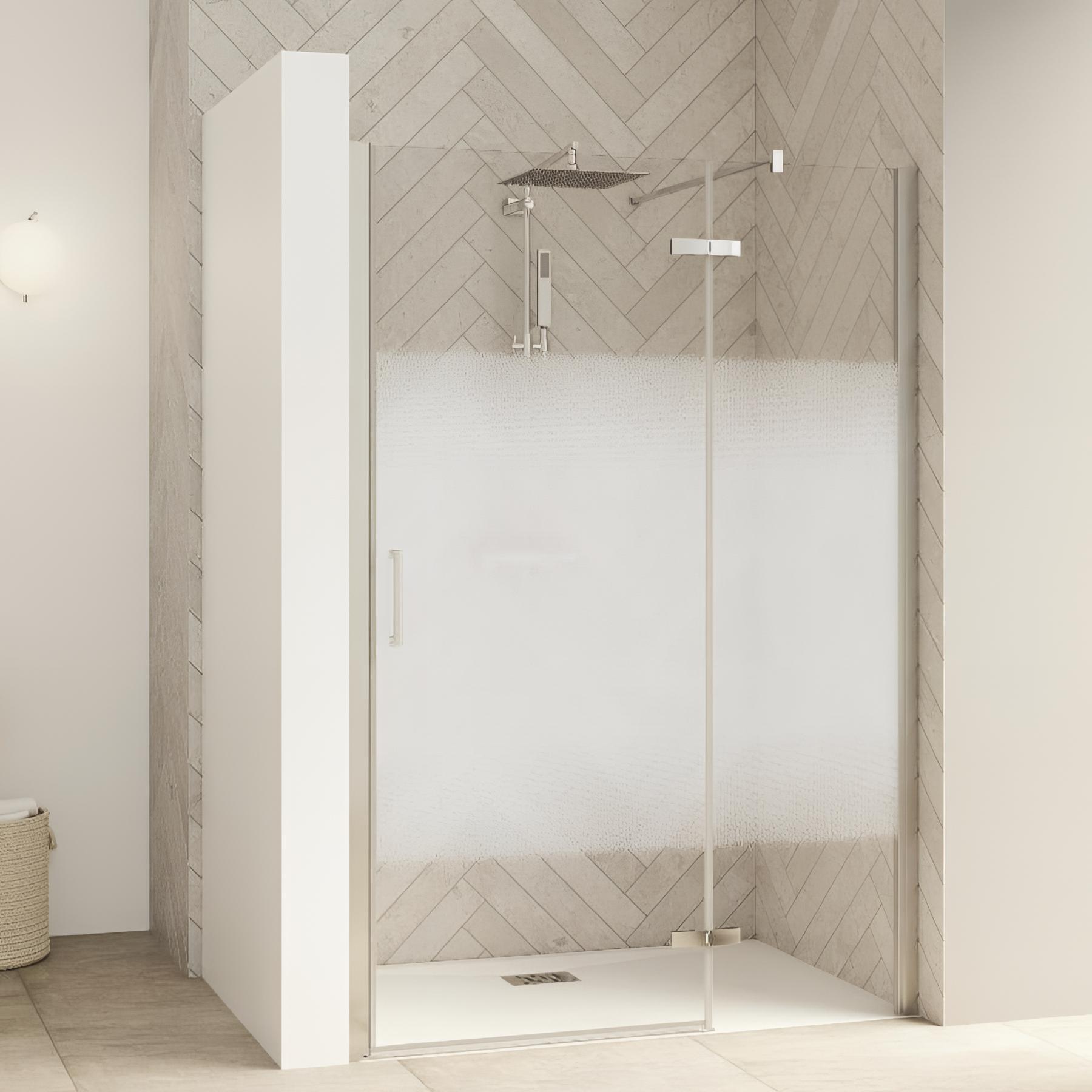 Porte de douche smart design p charnières + f sans seuil verre transparent 100 cm profilé gris noir grainé en angle