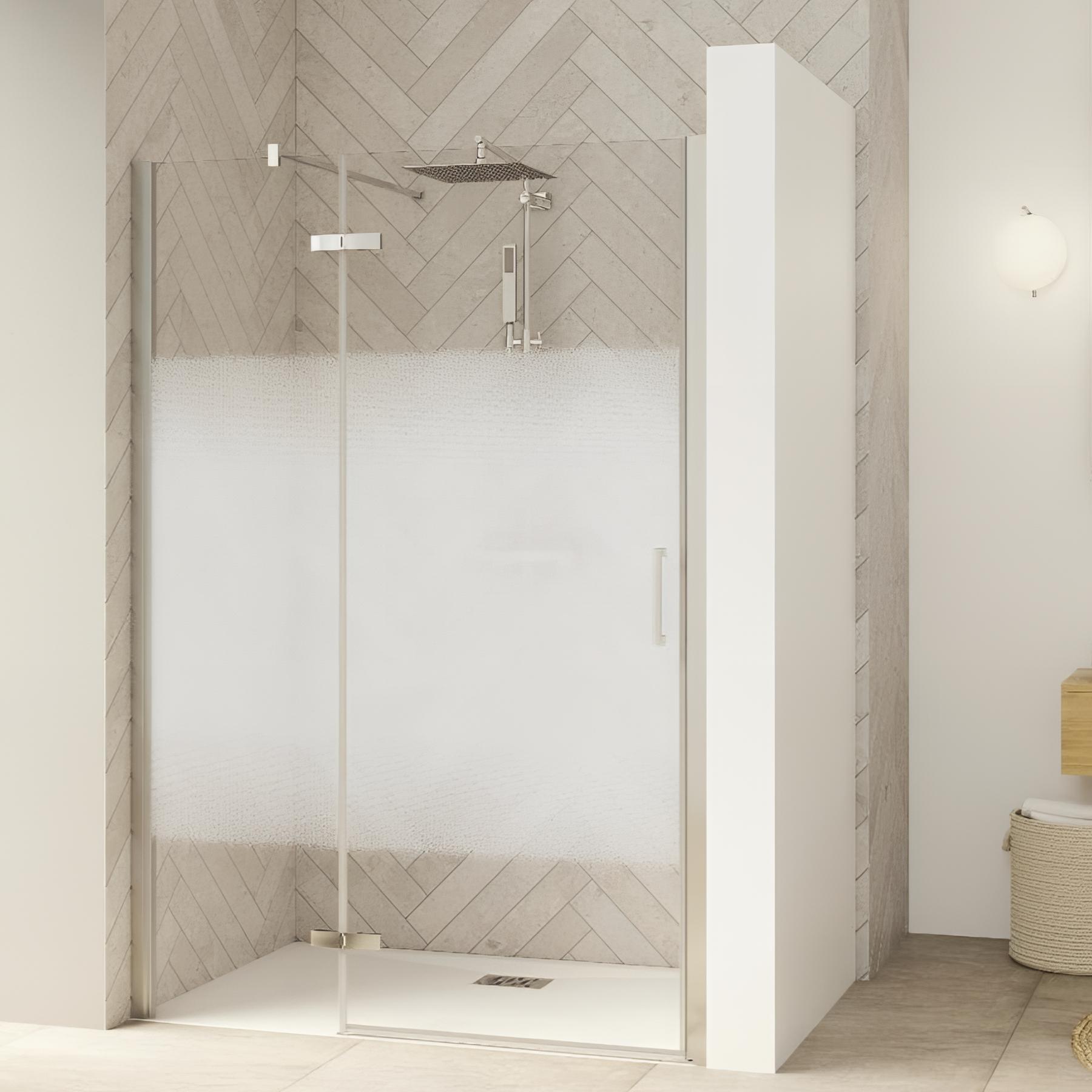 Porte de douche smart design p charnières + f sans seuil verre transparent 100 cm profilé gris noir grainé en angle