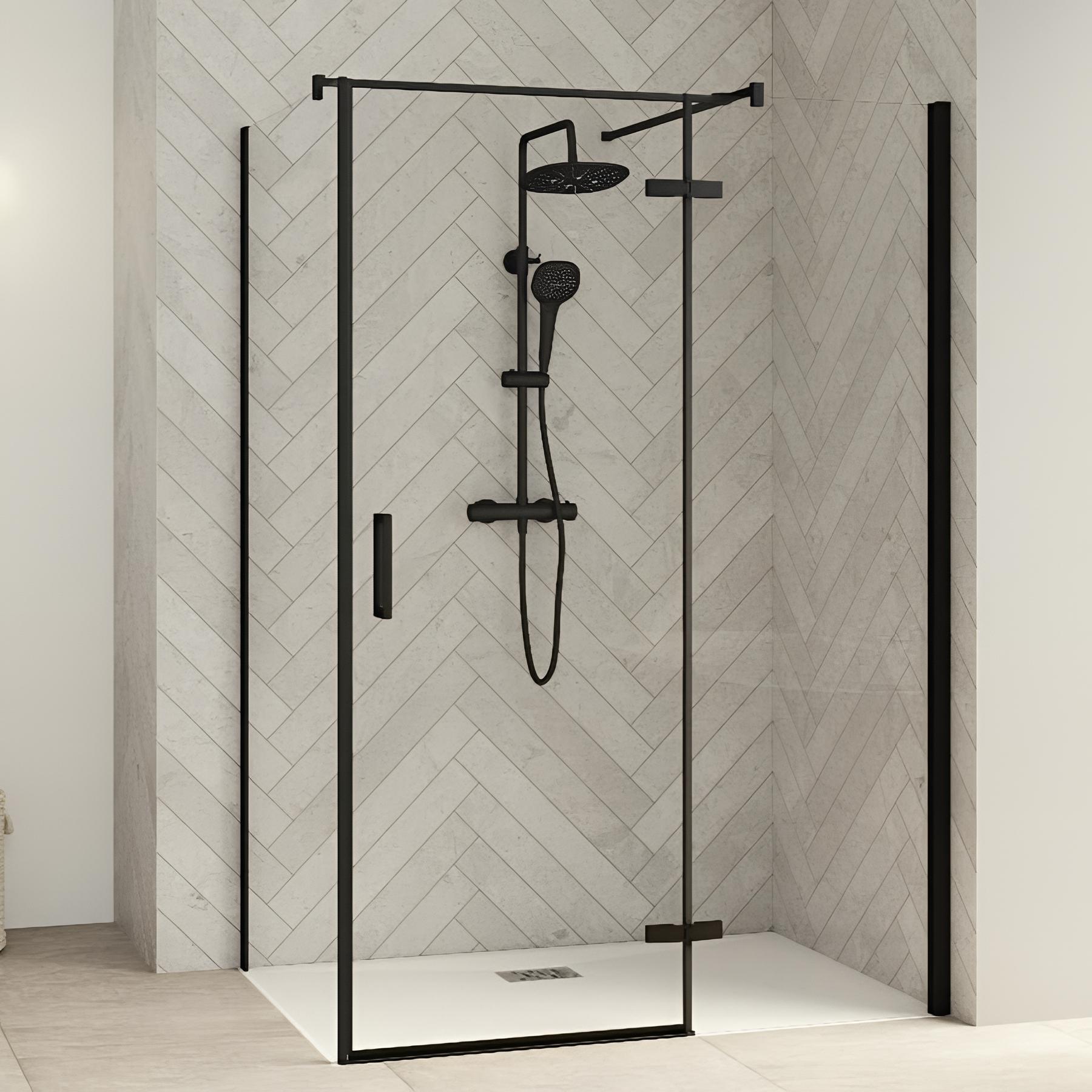 Paroi de douche smart design fixe sans seuil verre sérigraphié cosmos 90 cm profilé blanc