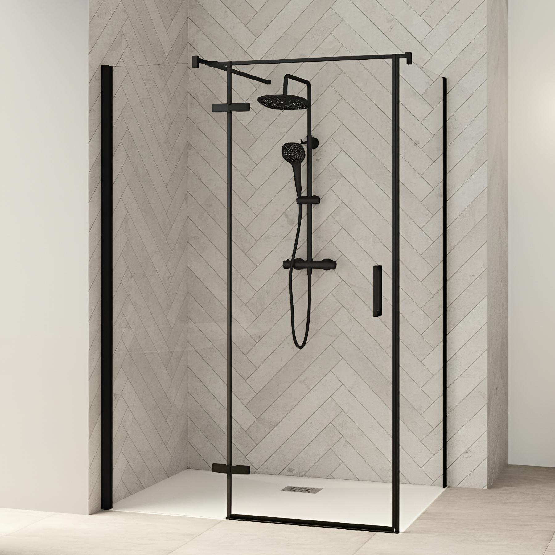 Paroi de douche smart design fixe sans seuil verre sérigraphié cosmos 90 cm profilé chromé