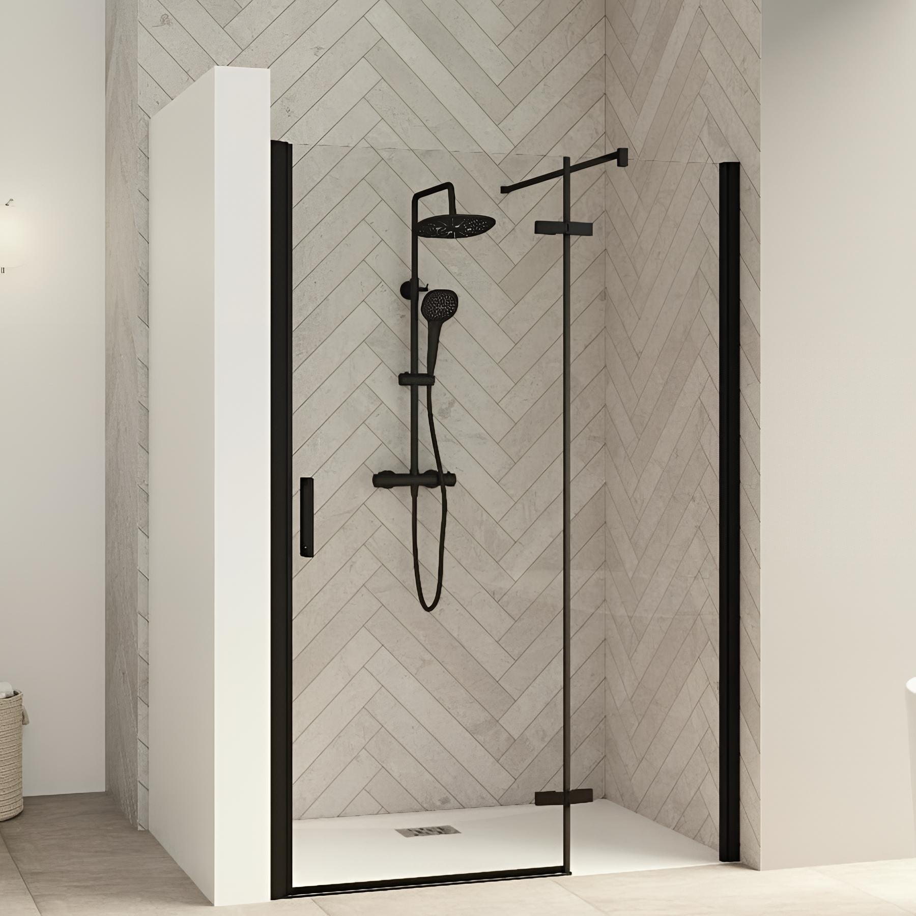 Porte de douche smart design p charnières + f sans seuil en angle verre transparent 100 cm profilé blanc