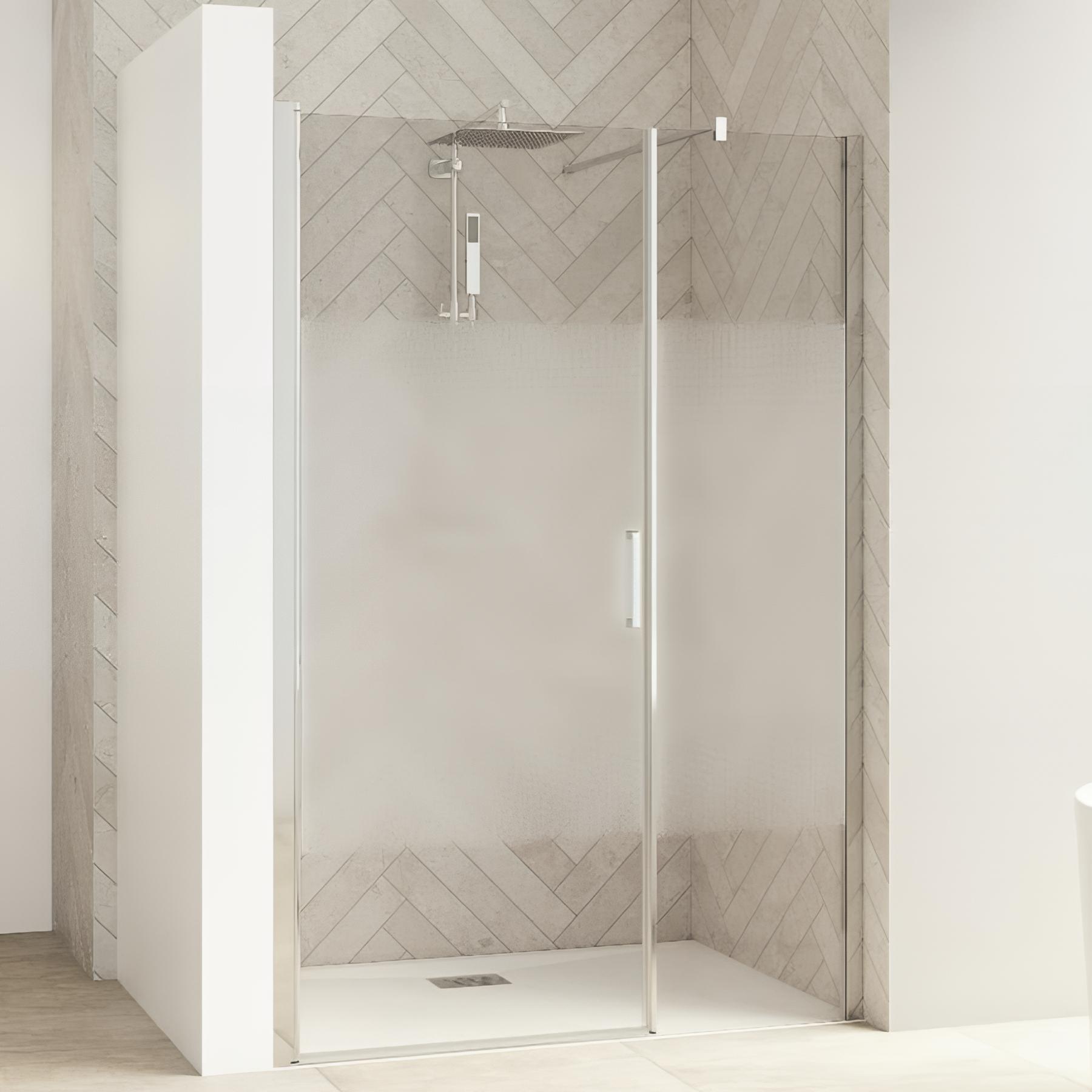 Porte de douche smart design p charnières + f sans seuil en angle verre cosmos 170 cm profilé chromé