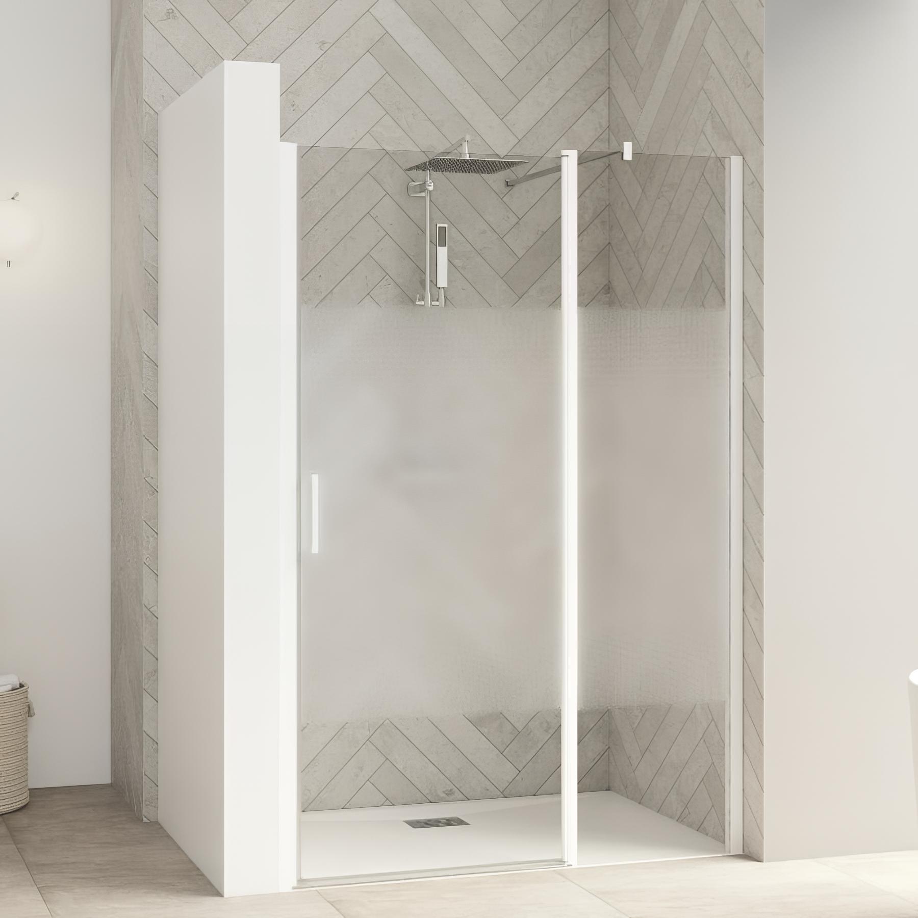Porte pivotante smart design p extensible avec seuil profilé chromé et verre cosmos 1170-1300 mm