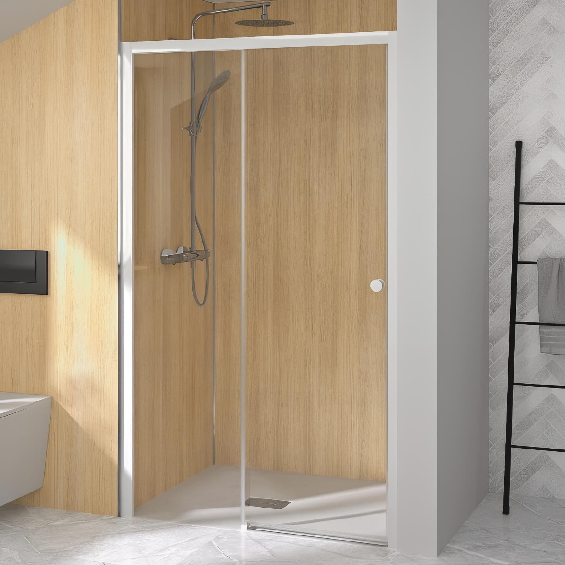 Porte de douche supra a 80 cm accès d'angle complet profilé chromé