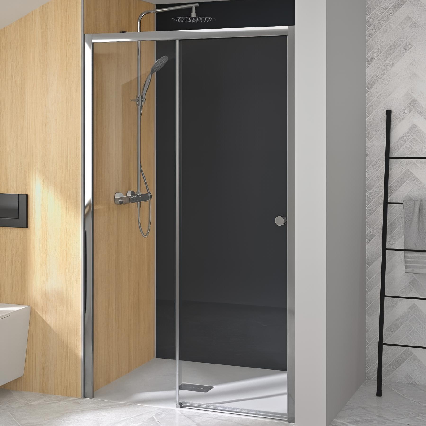 Porte de douche supra a 90 cm accès d'angle complet profilé chromé