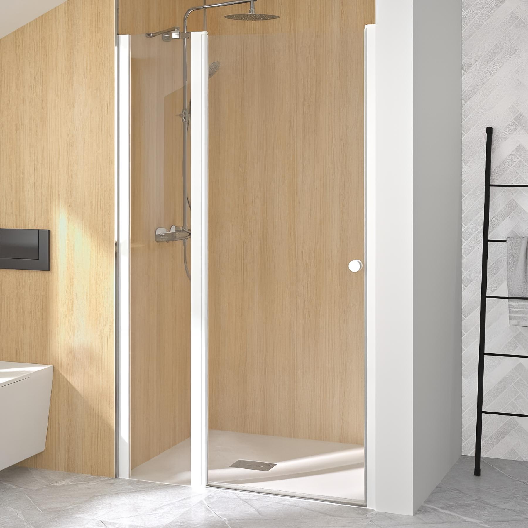 Porte de douche supra p sans seuil verre transparent 120 cm en niche profilé blanc