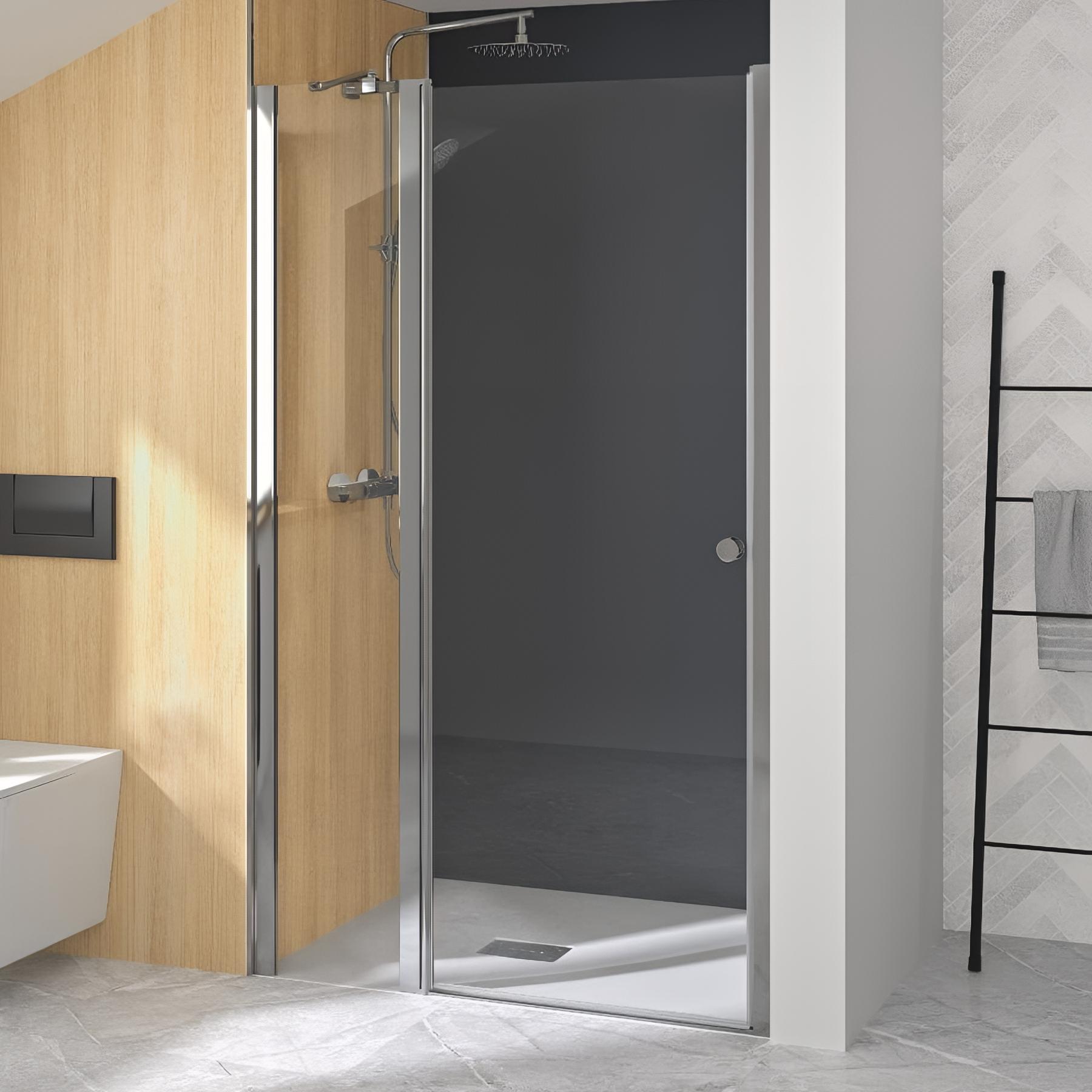 Porte de douche supra p sans seuil verre transparent 120 cm en niche profilé chromé