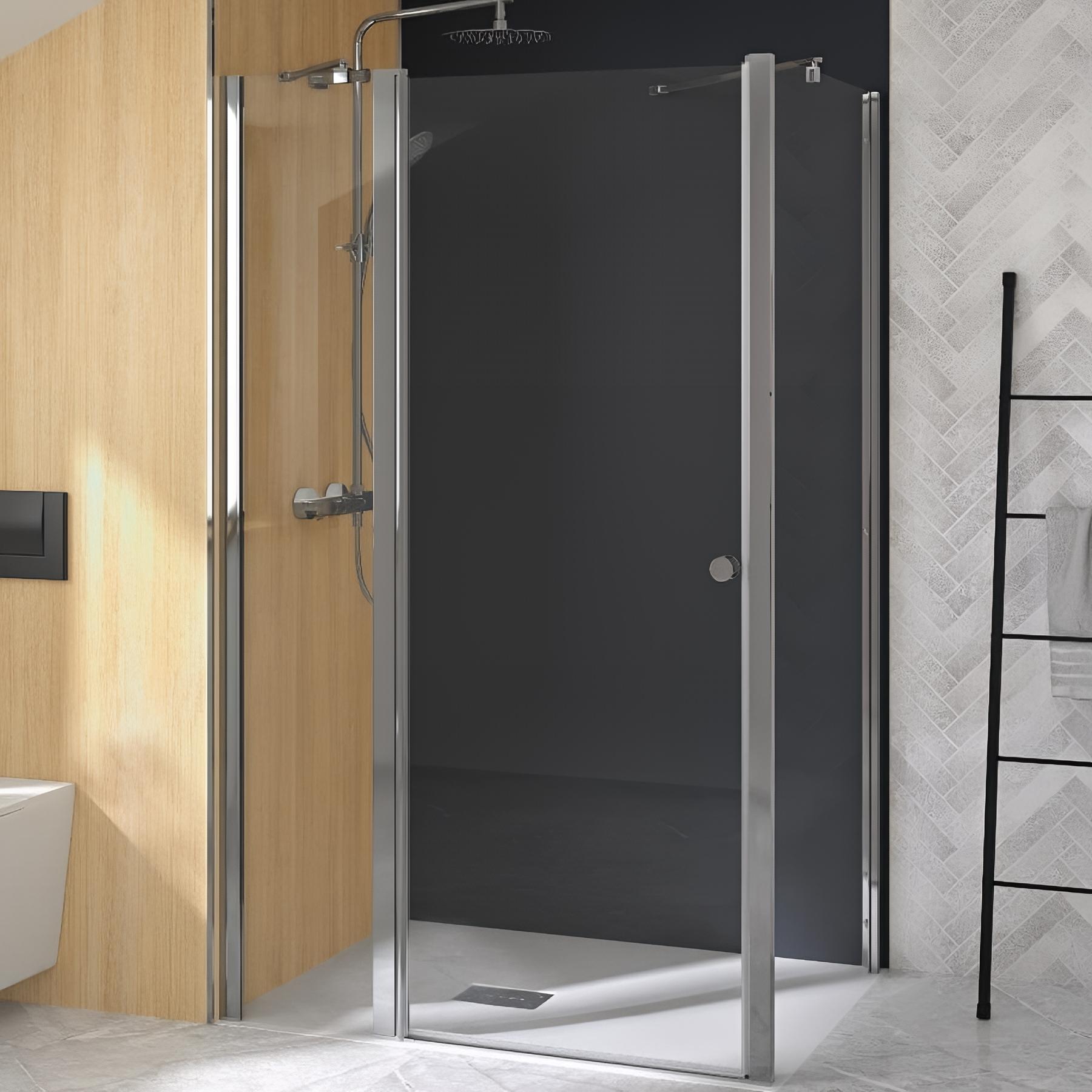 Porte de douche supra p sans seuil verre transparent 120 cm en angle profilé chromé