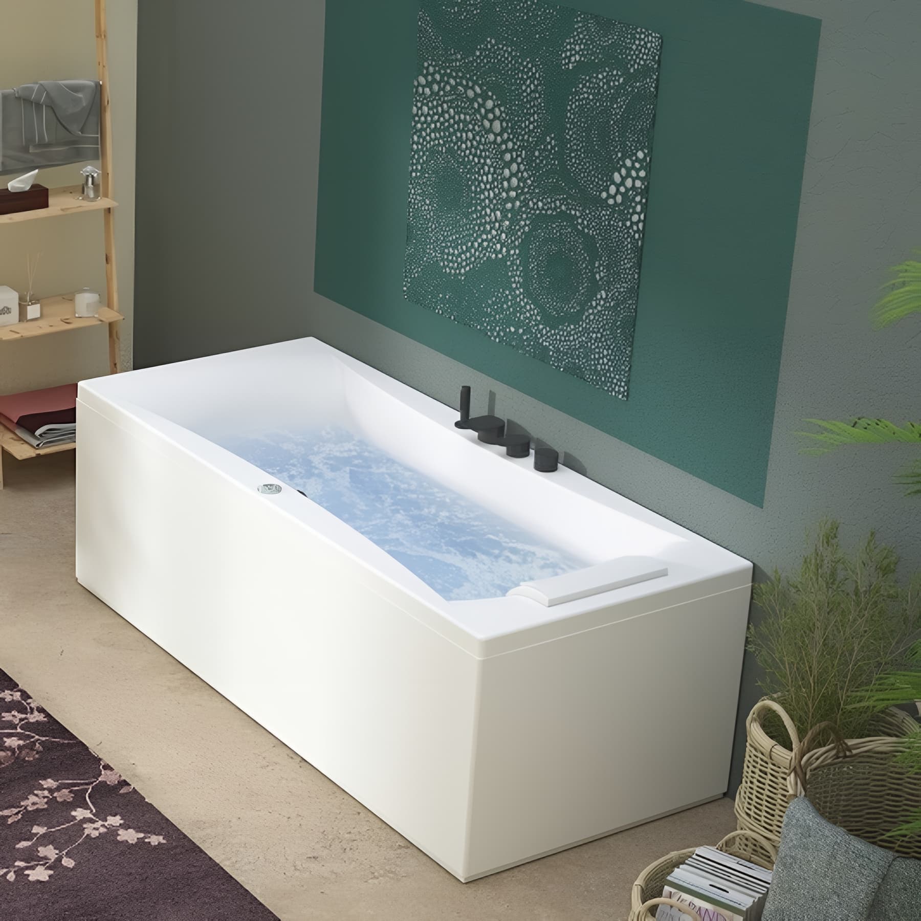 Baignoire balneo concerto sensation air pool 200x95 cm, tête à gauche