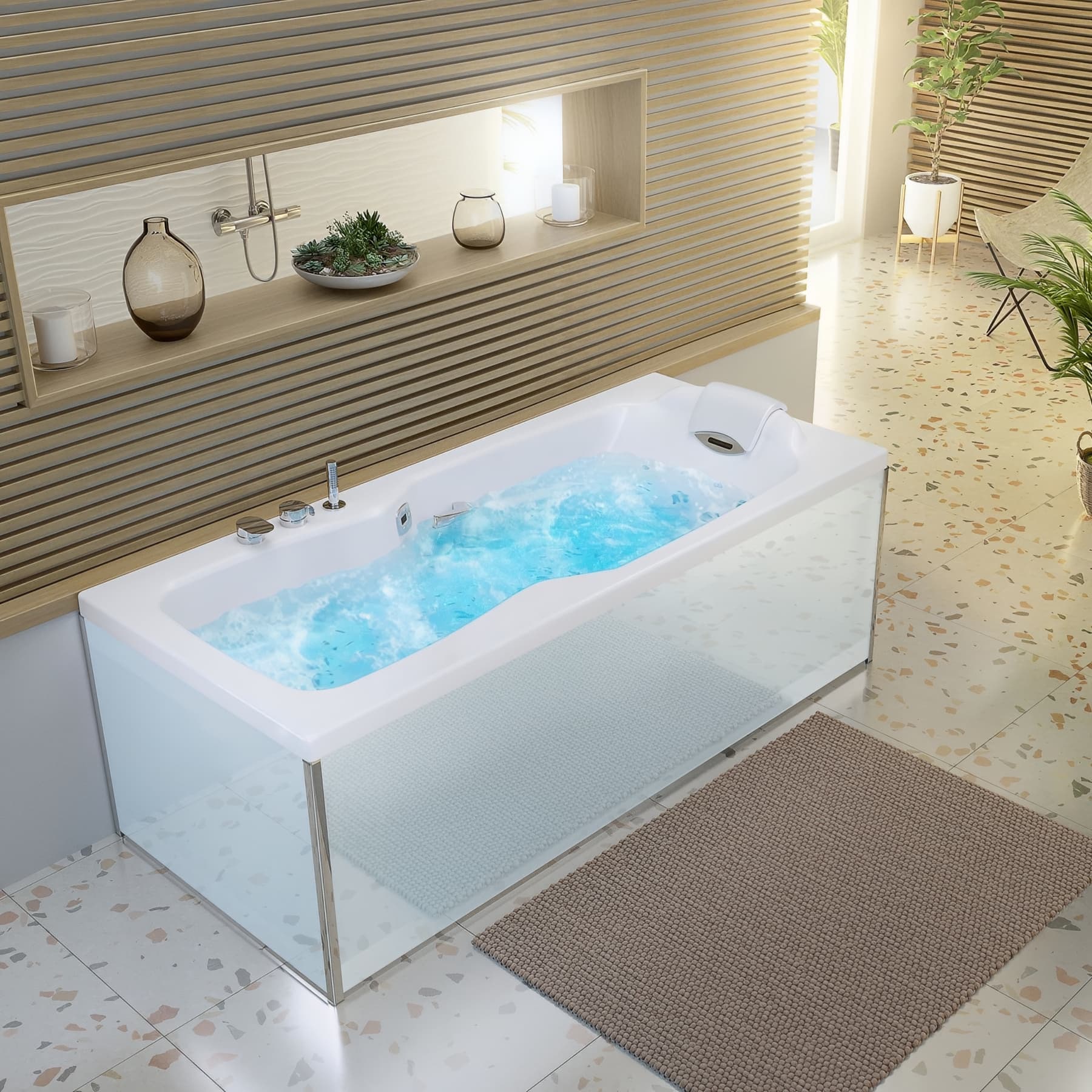Baignoire balneo kineplus kietude 170x75 cm, tête à droite