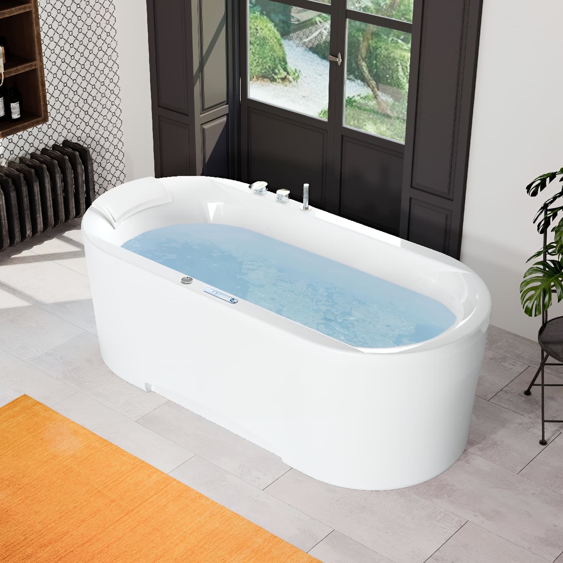 Baignoire balneo ovvio air hôtel 180x85 cm, tête à droite