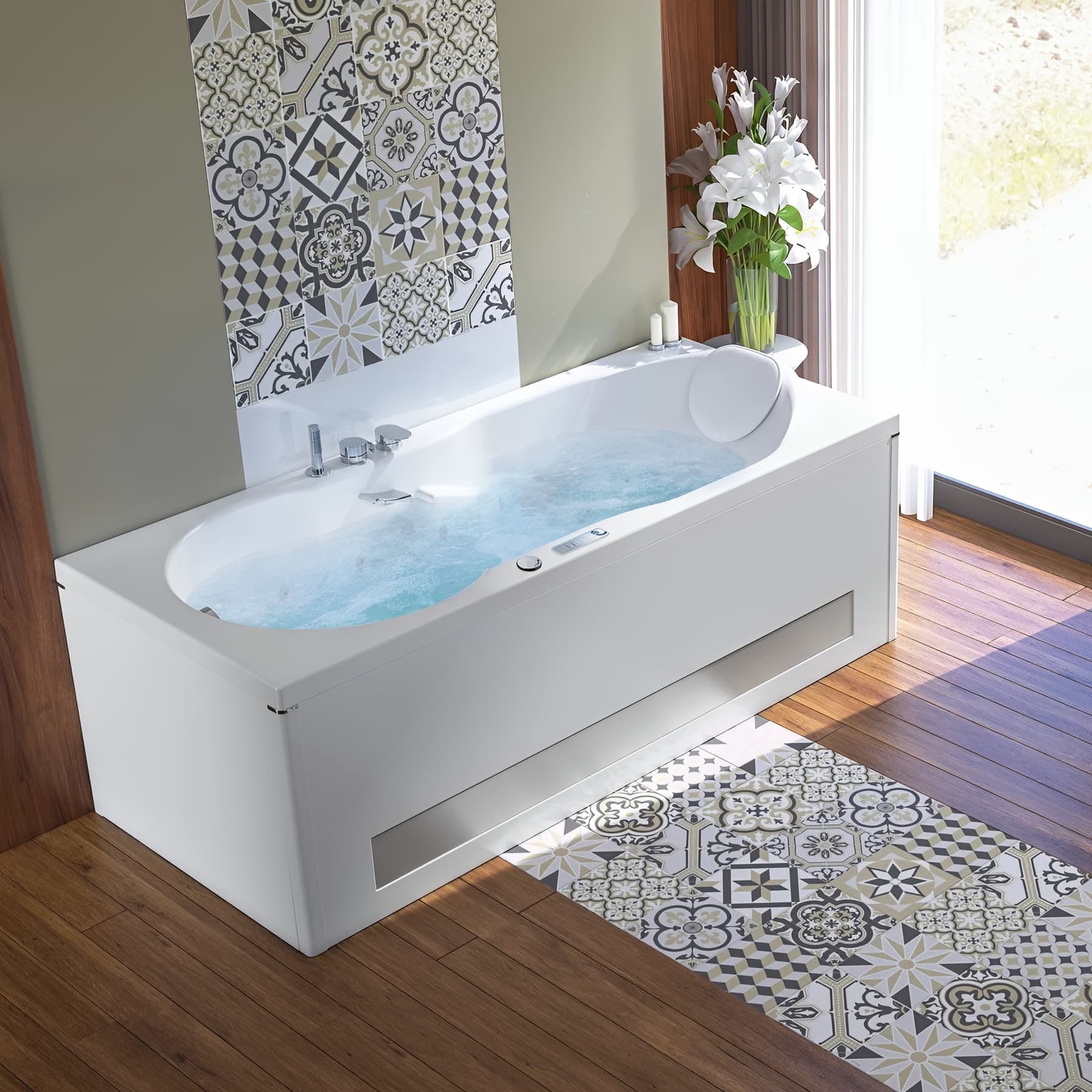 Baignoire balneo romanza air hôtel 160x70 cm, tête à droite