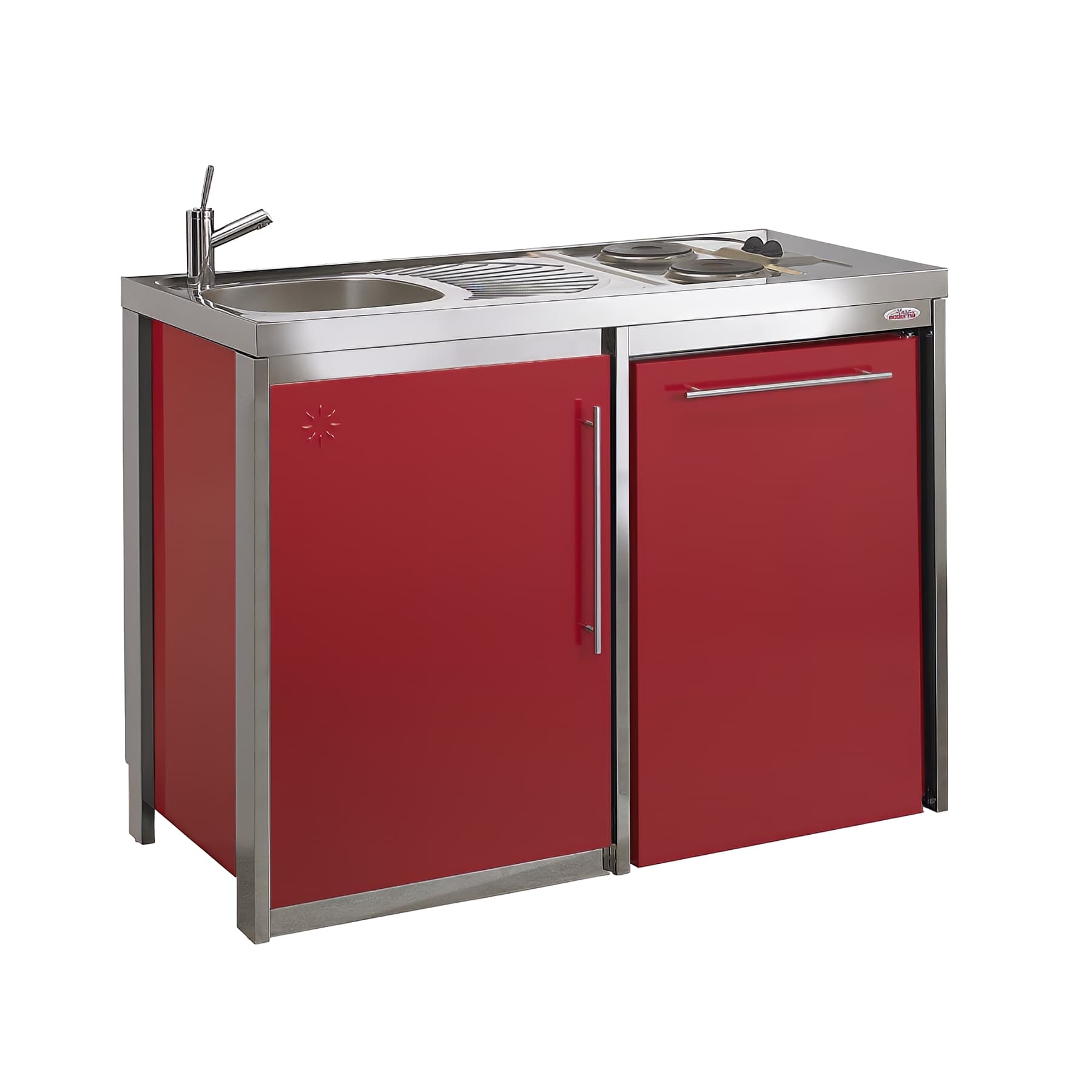 Meuble bas Métalline CARMIN 1 porte + 1 niche réfrig., L1200xP600xH870mm