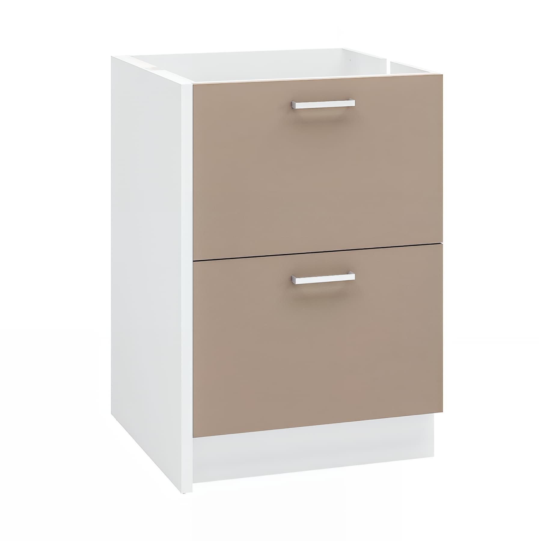 Meuble bas ONELIA 60 cm mélaminé 16mm ARGILE 2 tiroirs