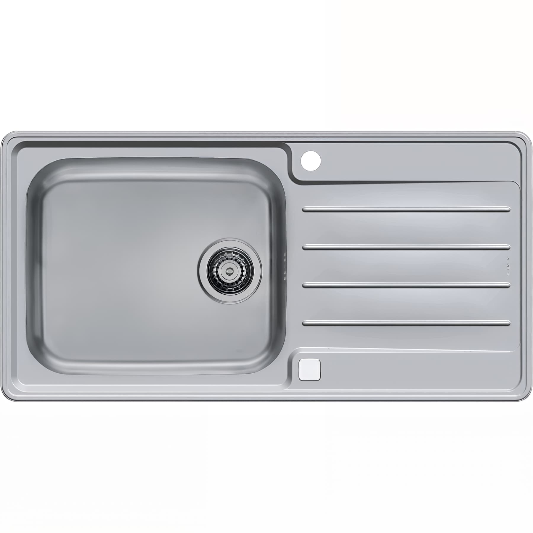 Evier à encastrer inox 18/10 toilé, LINE 1 gde cuve, 1 égouttoir, L98cm, vidage auto