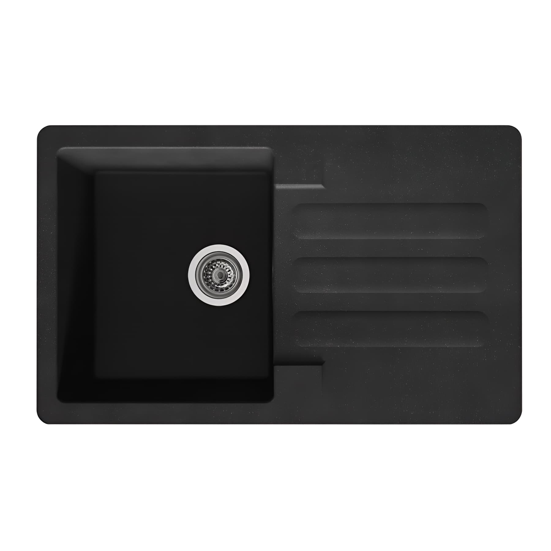 Evier à encastrer VOGUA en résine SMC noir pailleté, 1 cuve, 1 égouttoir, L81cm