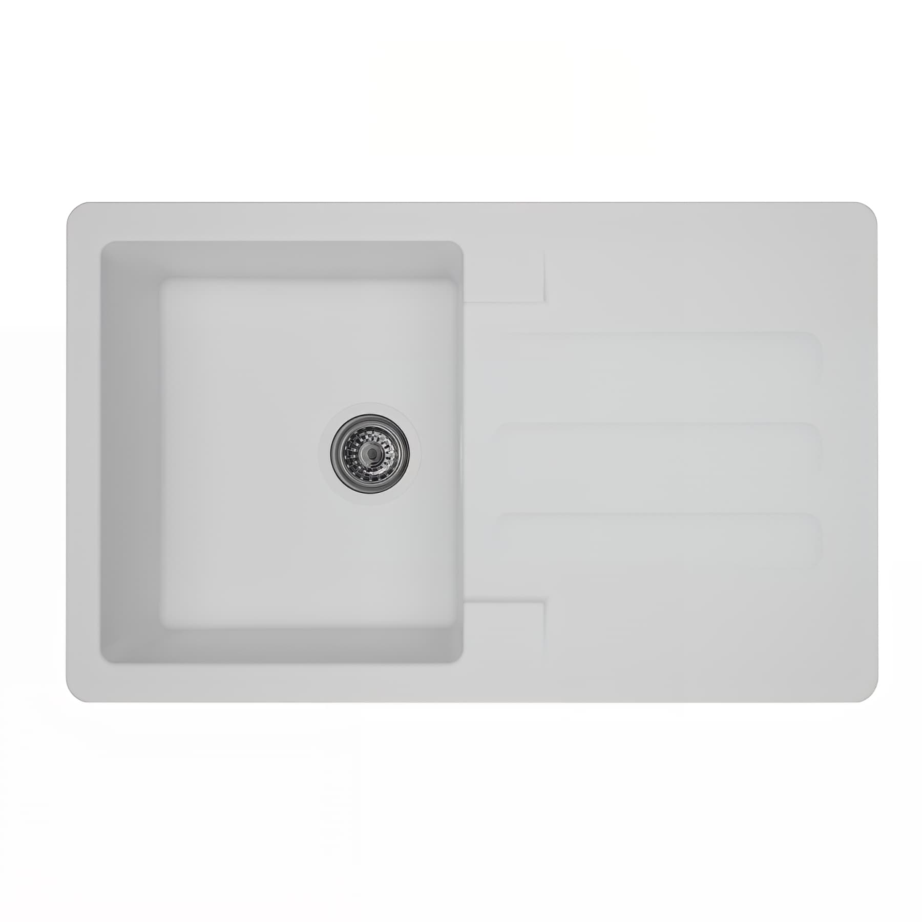 Evier à encastrer VOGUA en résine SMC blanc uni, 1 cuve, 1 égouttoir, L81cm
