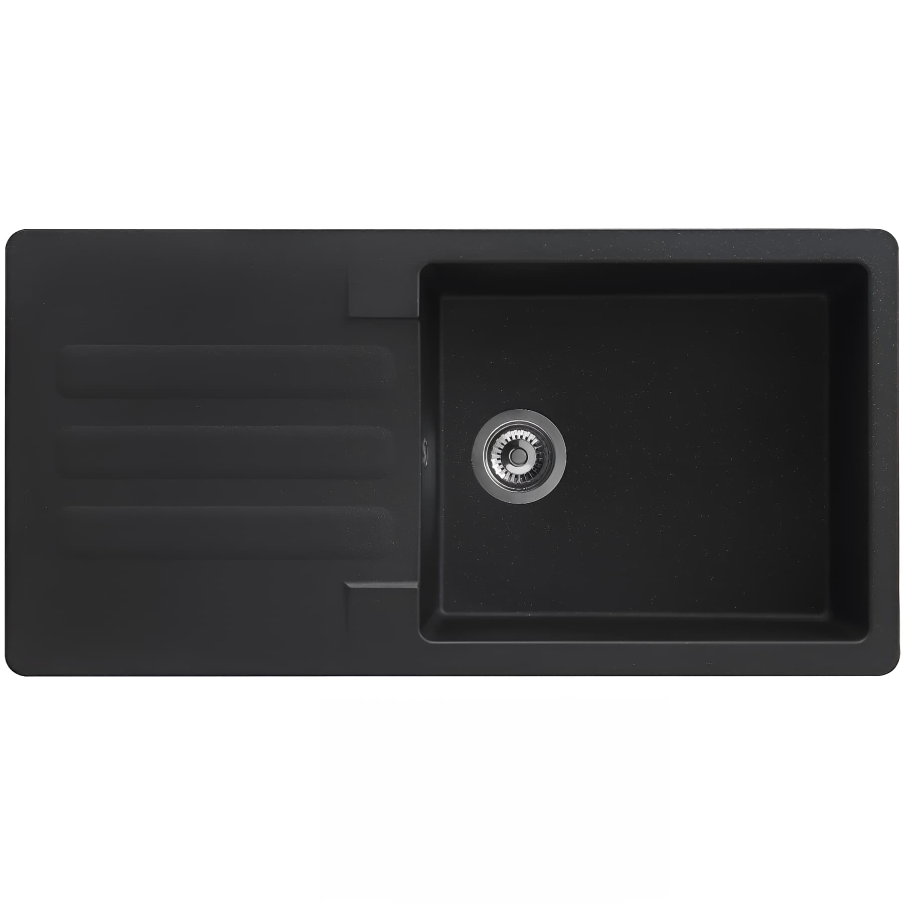 Evier à encastrer VOGUA en résine SMC noir pailleté, 1 grand bac, L100cm