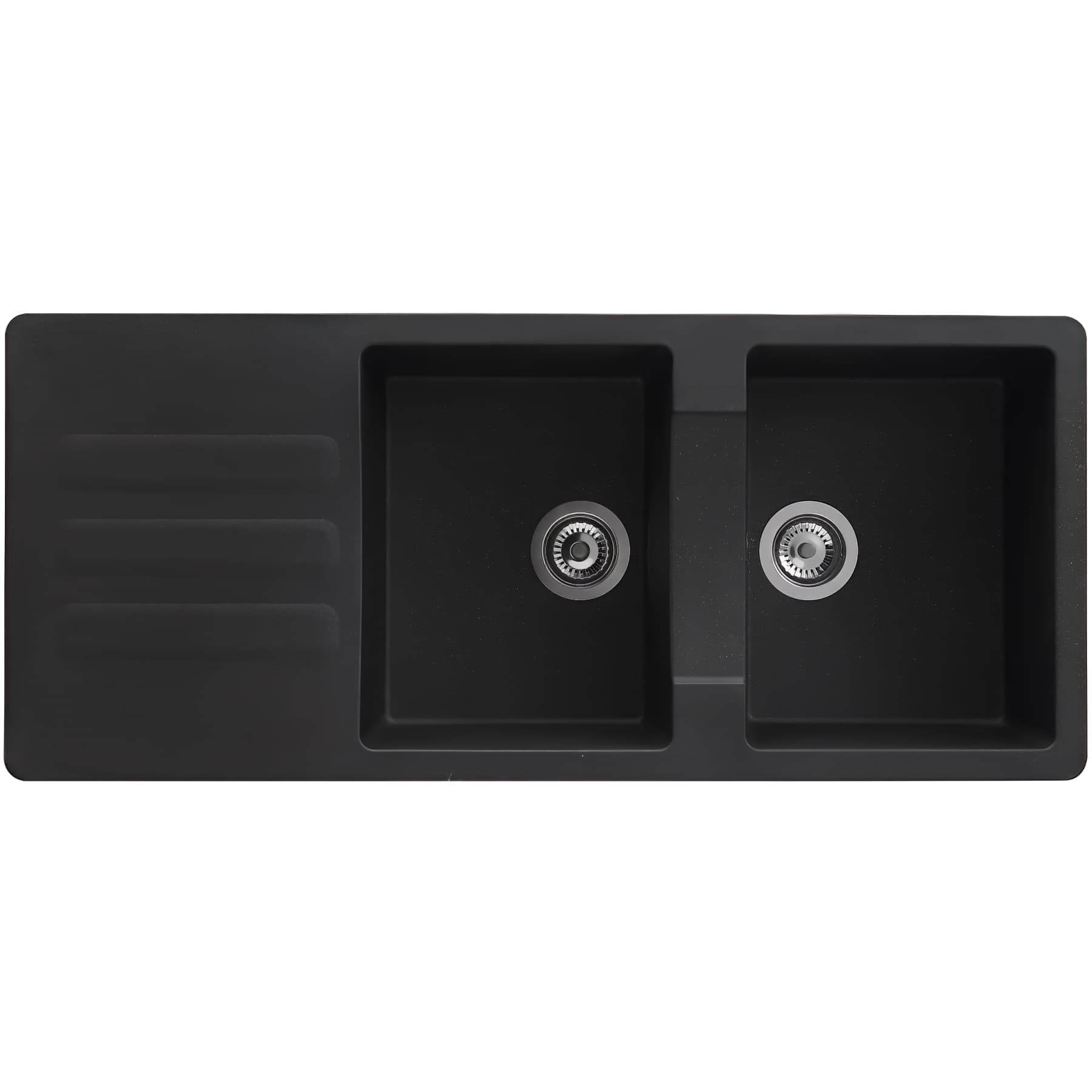 Evier à encastrer VOGUA en résine SMC noir pailleté, 2 cuves, 1 égouttoir, L116cm