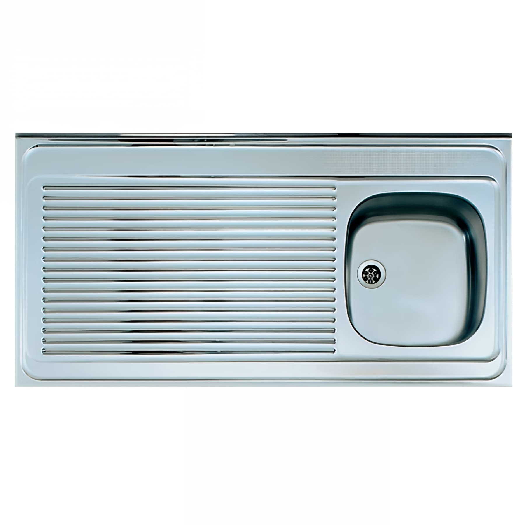 Evier à poser NU LAVELLI, inox 18/10 toilé, 1 cuve, 1 égouttoir, L120cm