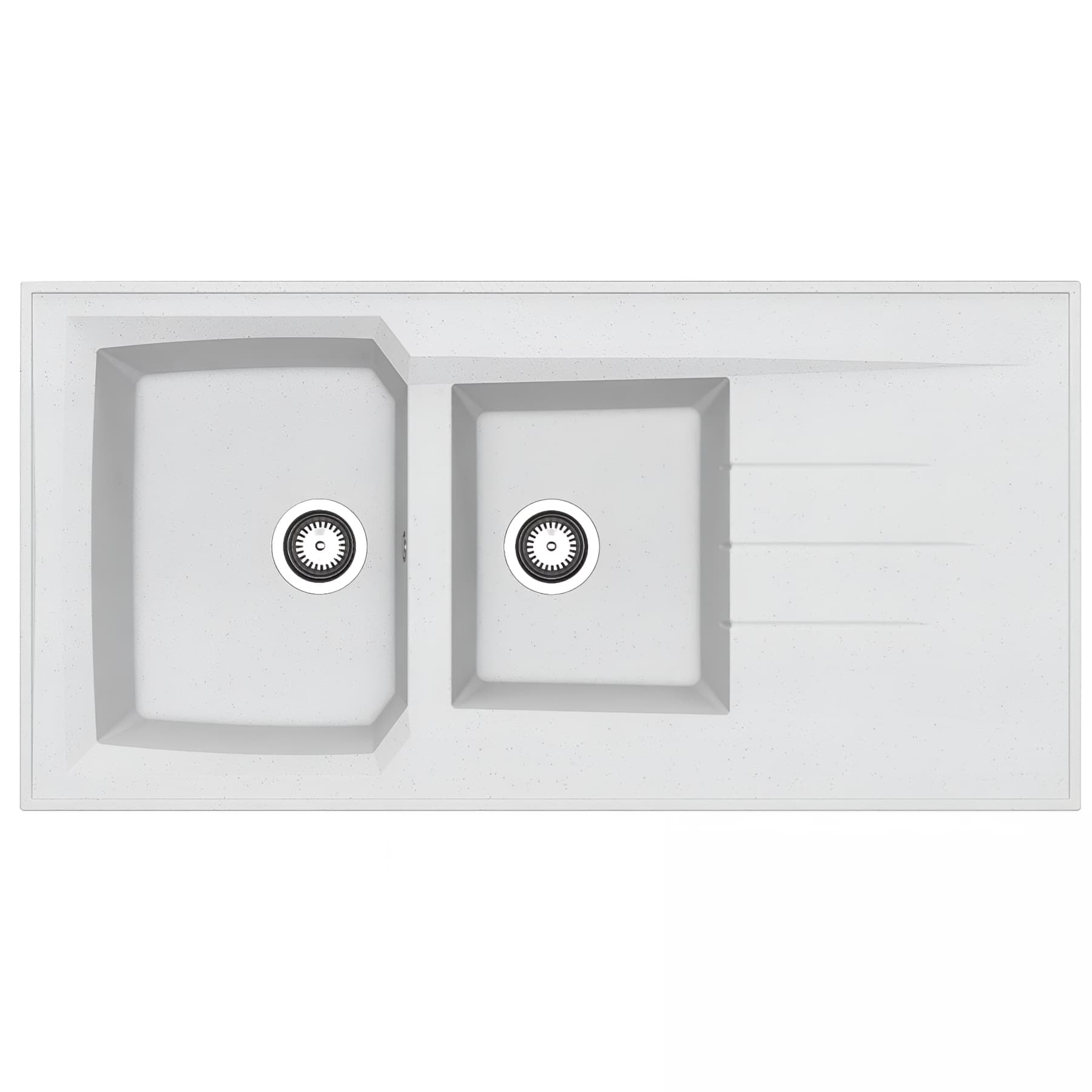 Evier à poser MONTREAL , résine SMC blanc mouch, 2 bacs, 1égouttoir, L120cm, NU