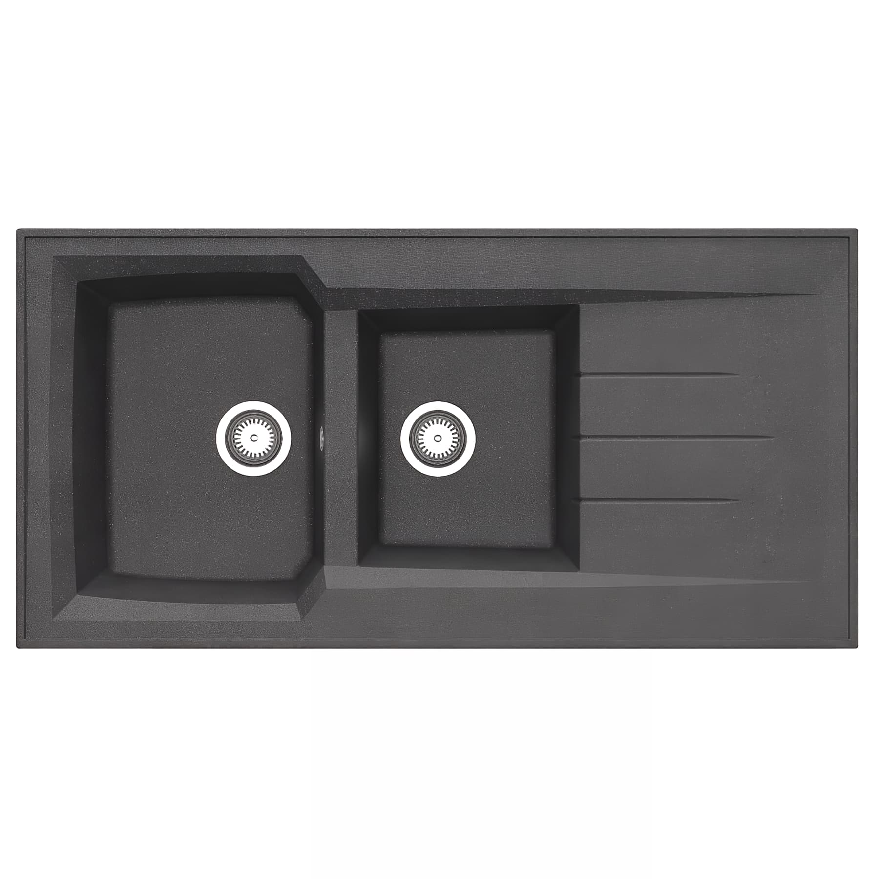 Evier à poser MONTREAL, résine SMC noir pailleté, 2 bacs, 1égouttoir, L120cm, NU