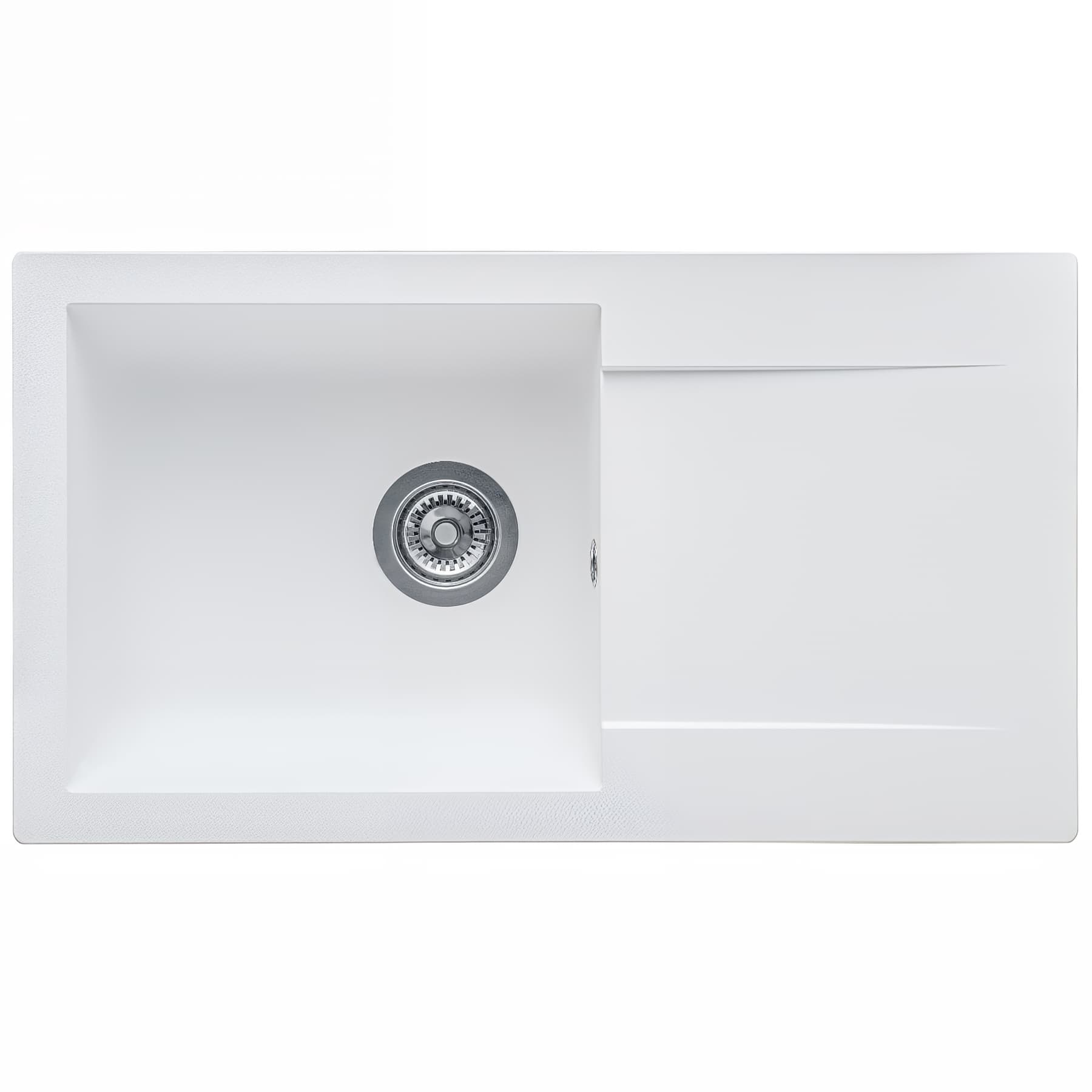 Evier à encastrer EINNA en résime PIMC blanc uni, 1 cuve, 1 égouttoir, L78cm