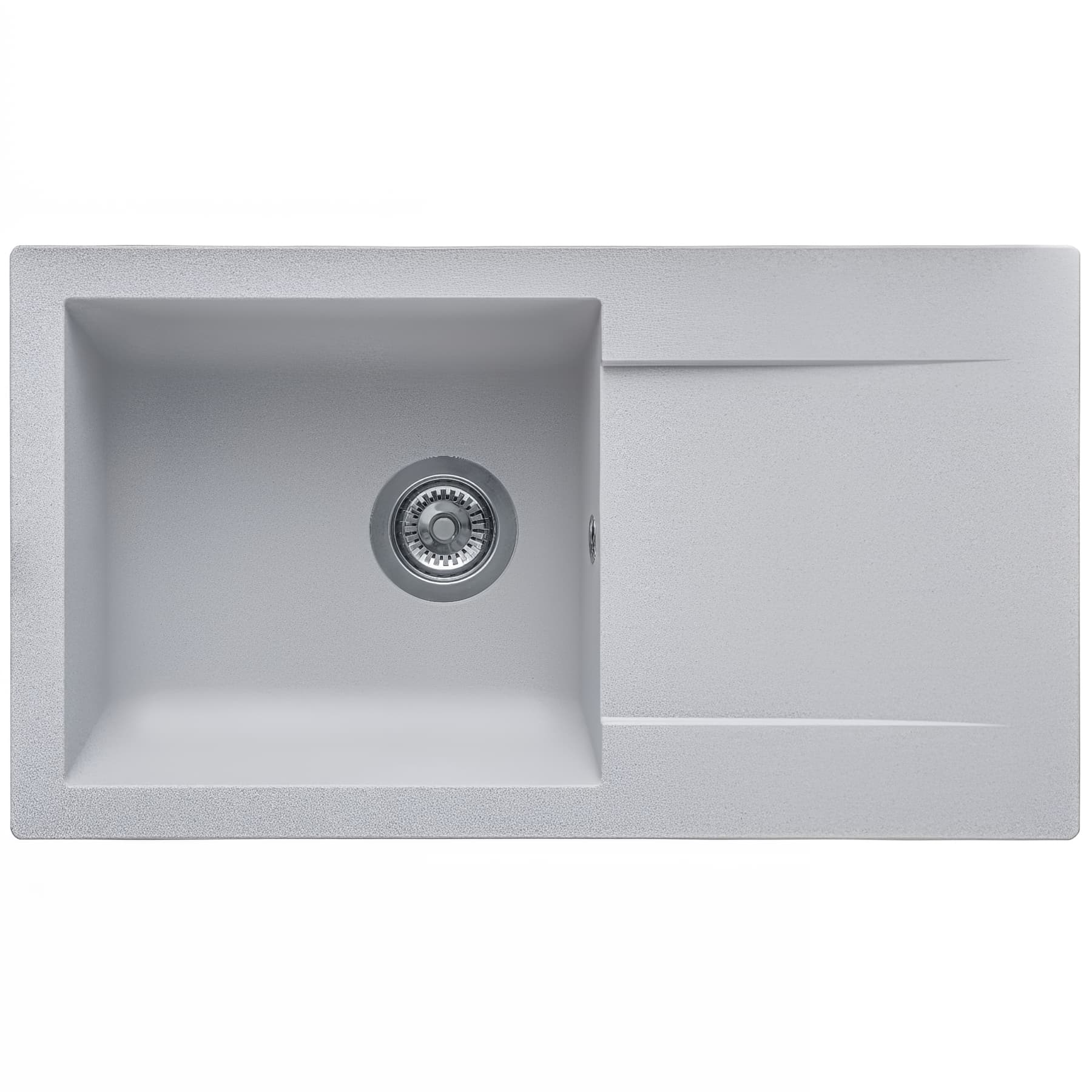 Evier à encastrer EINNA en résime PIMC platinium, 1 cuve, 1 égouttoir, L78cm