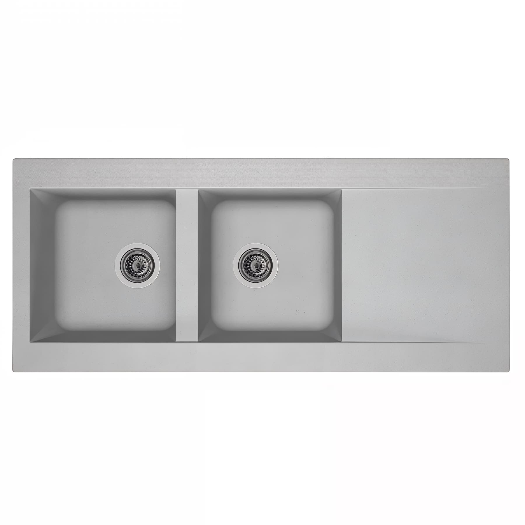 Evier à encastrer EINNA en résime PIMC platinium, 2 cuves, 1 égouttoir, L100cm