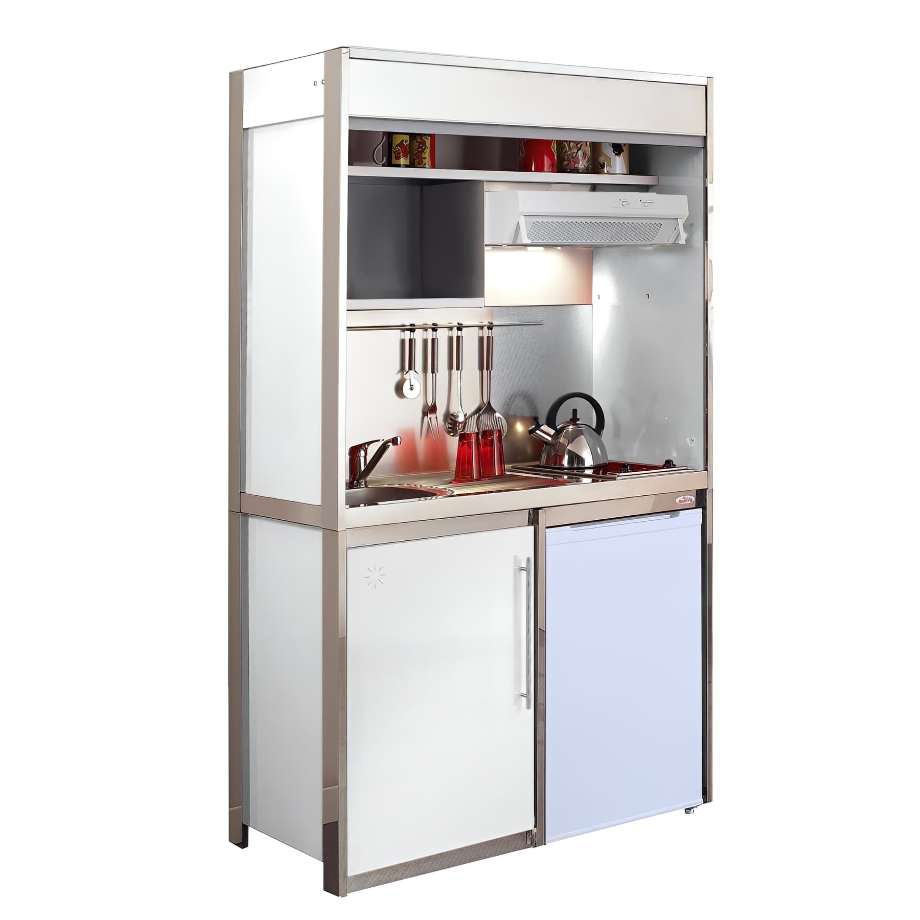 Cuisine compacte Combiloc PRIMO en métal Glacier, L120xP60xH202