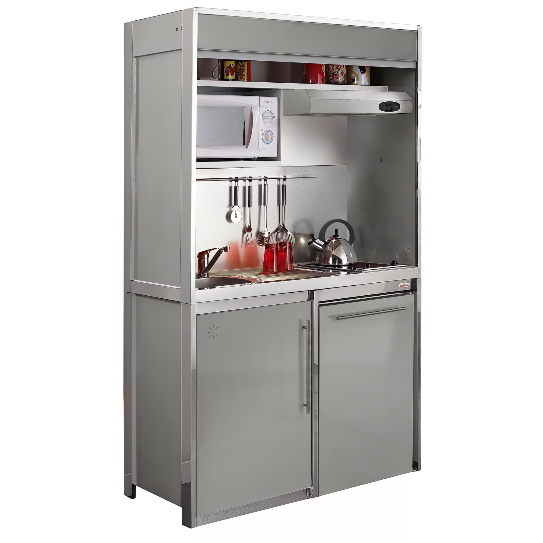 Cuisine compacte Combiloc DECO en métal GRIS ALU, L120xP60xH202