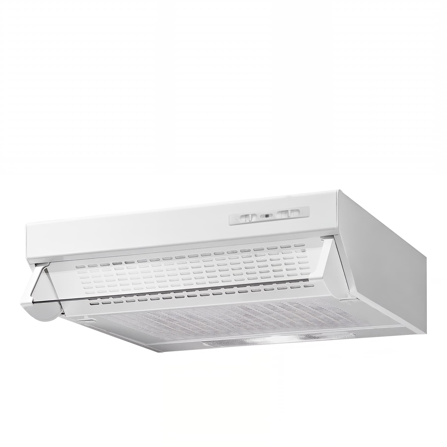Hotte casquette blanche à ventilation mixte, L60cm