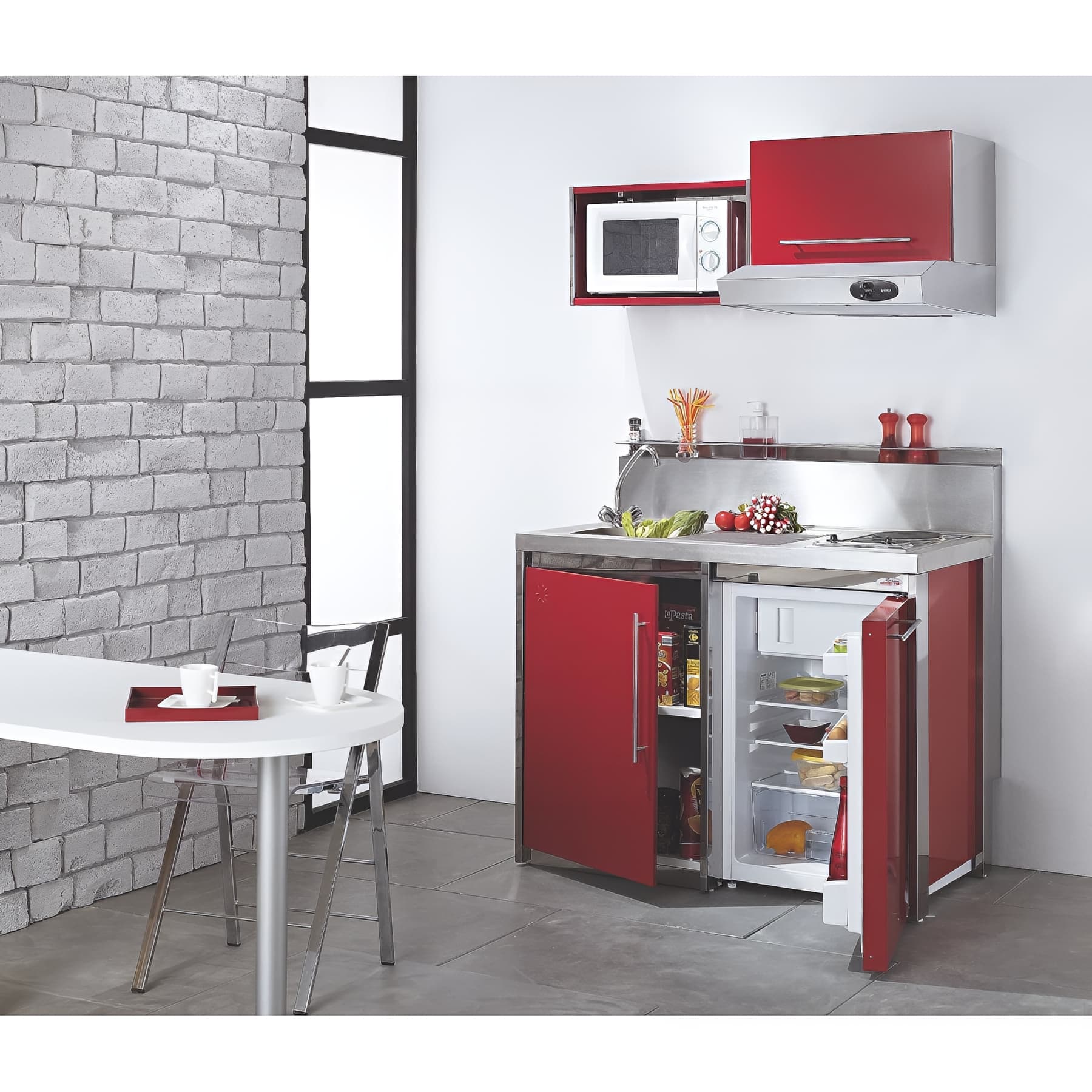 Meuble haut sur hotte, Métalline, 1 abattant métal thermolaqué CARMIN 60 cm