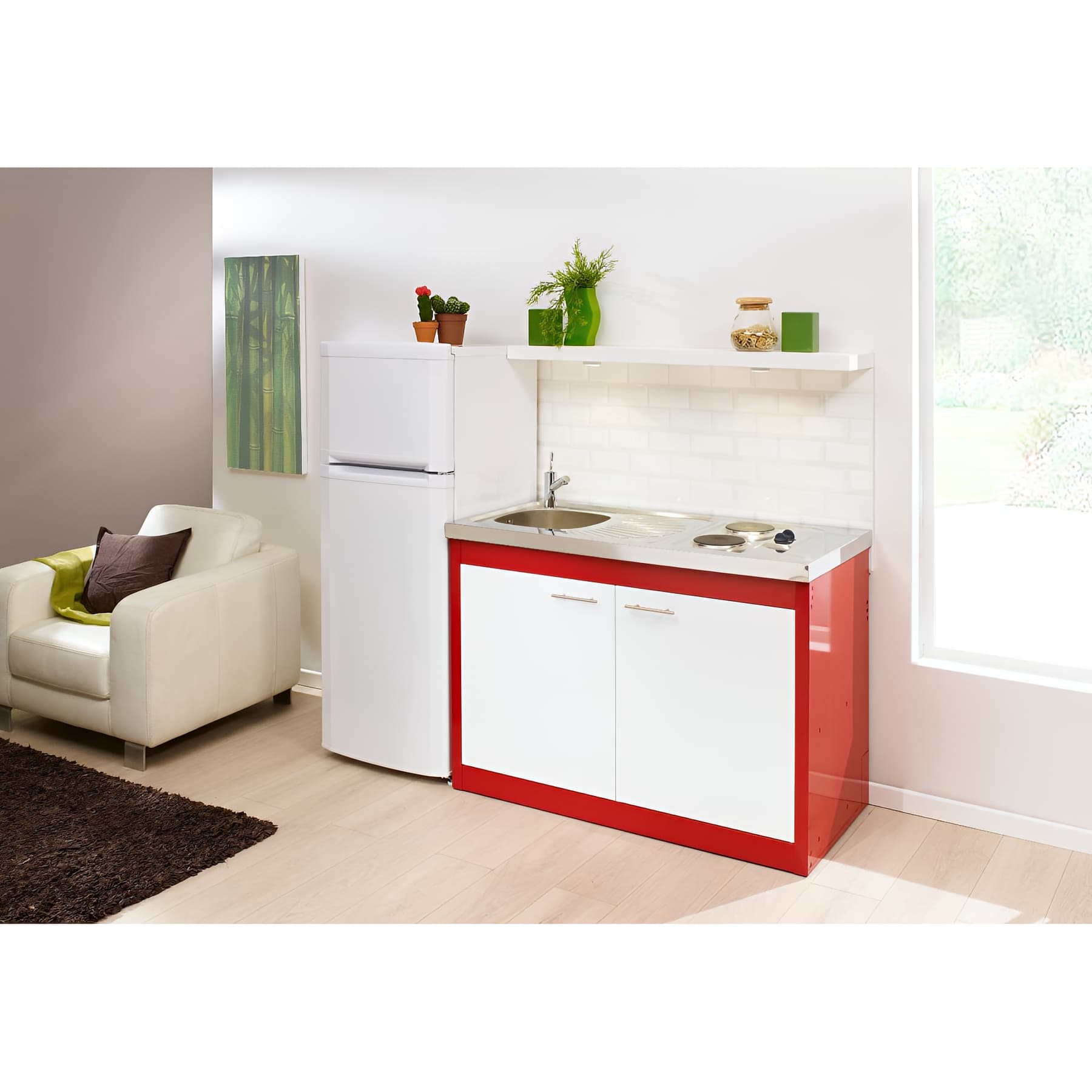 Meuble sous-évier Clipmétal CARMIN pour cuisinette 120 cm