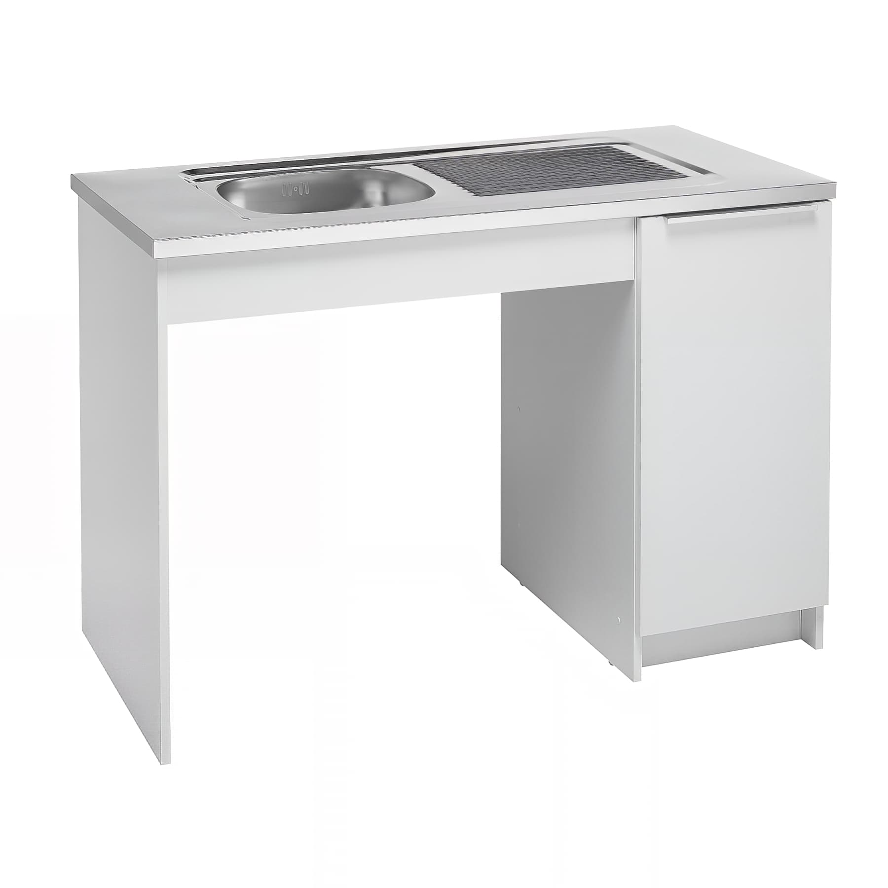 Evier à poser PMR inox 18/10 lisse, 1 cuve, 1 égouttoir, L120cm, vidage non inclus