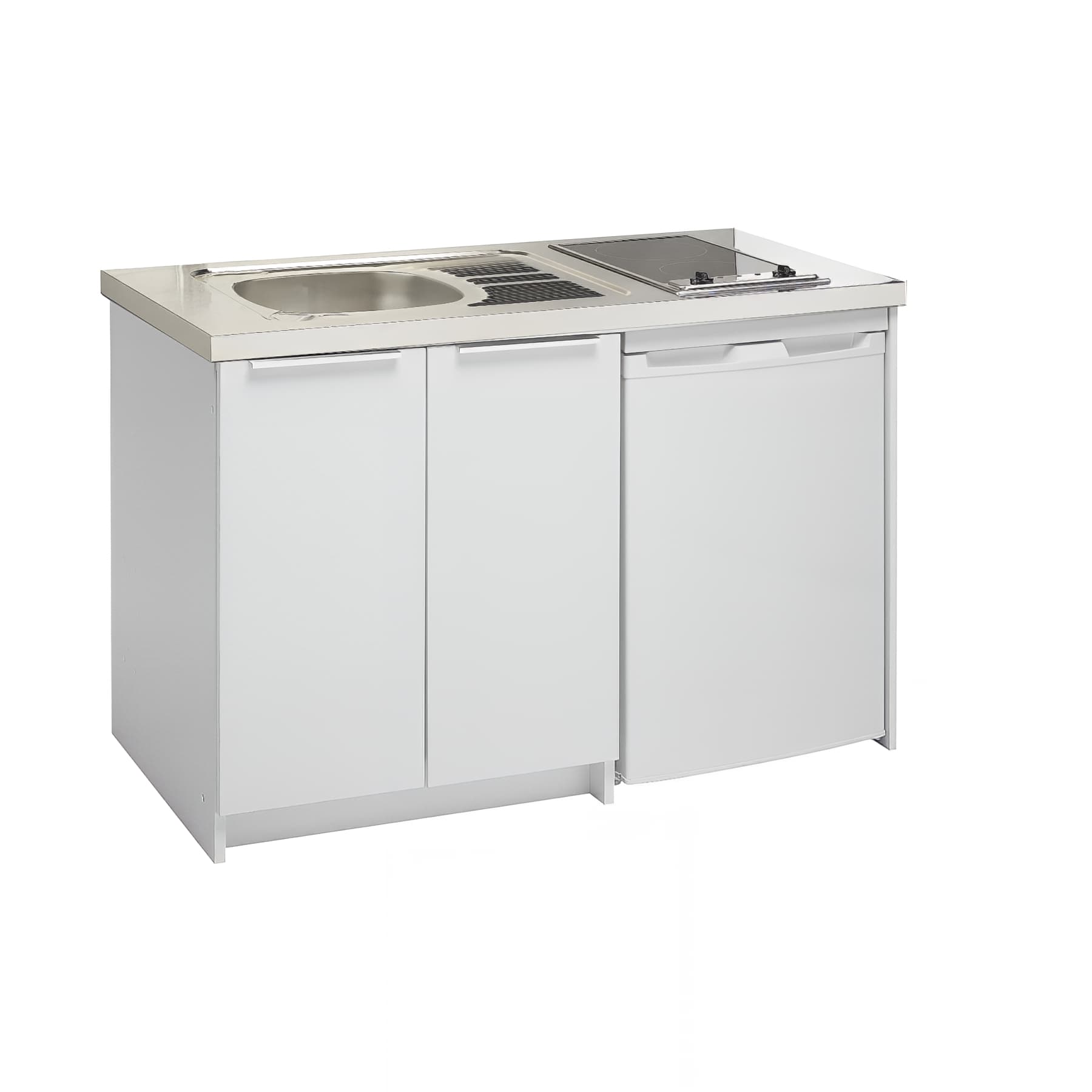 Meuble bas CLASSIK en mélaminé blanc 16mm, 2 portes pour cuisinette 140 cm