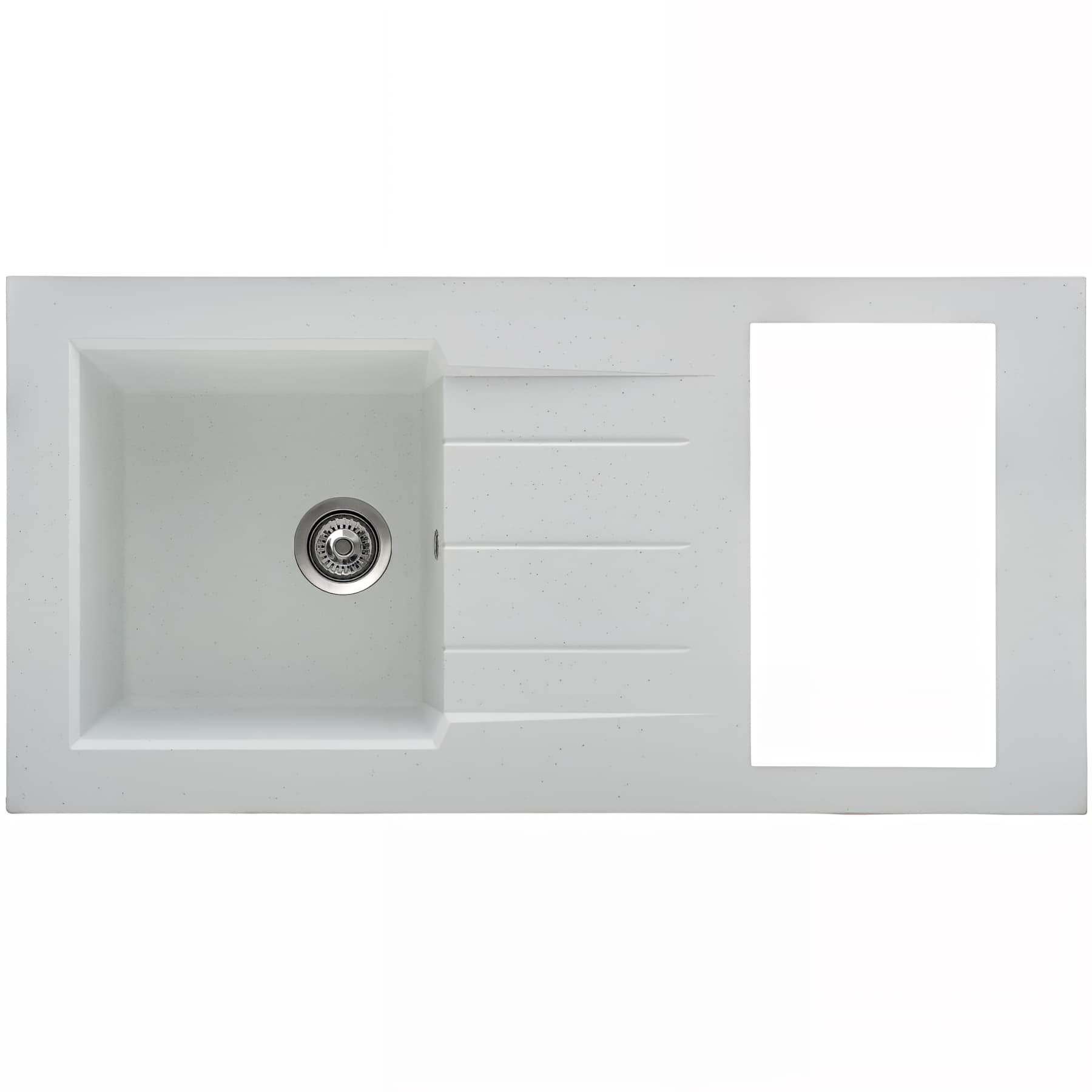 Evier cuisinette ONTARIO en résine SMC blanc mouch, 1 bac+découpe, L120cm+vidage