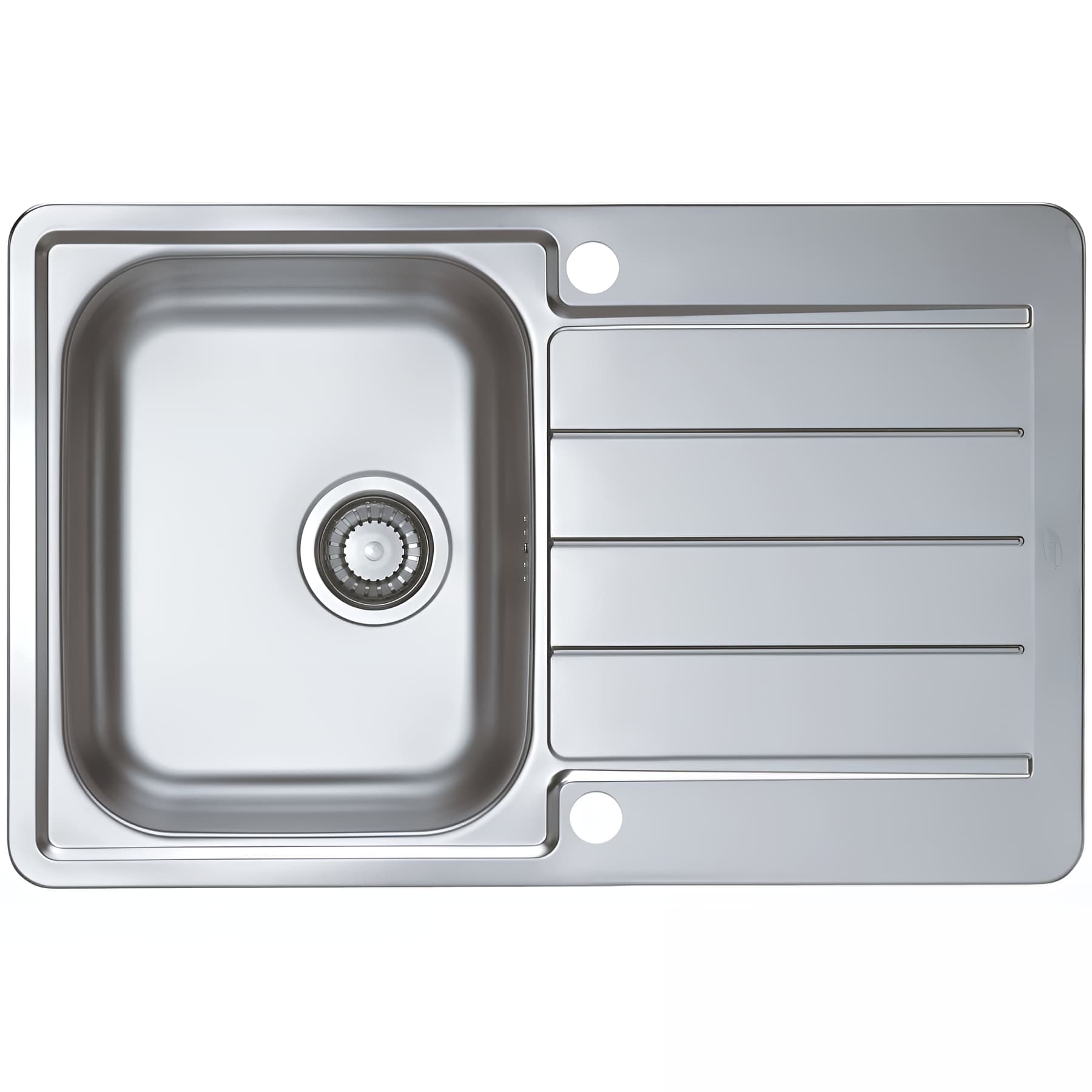 Evier à encastrer inox 18/10 satiné, LINE 1 cuve 1 égouttoir, L79cm, vidage auto