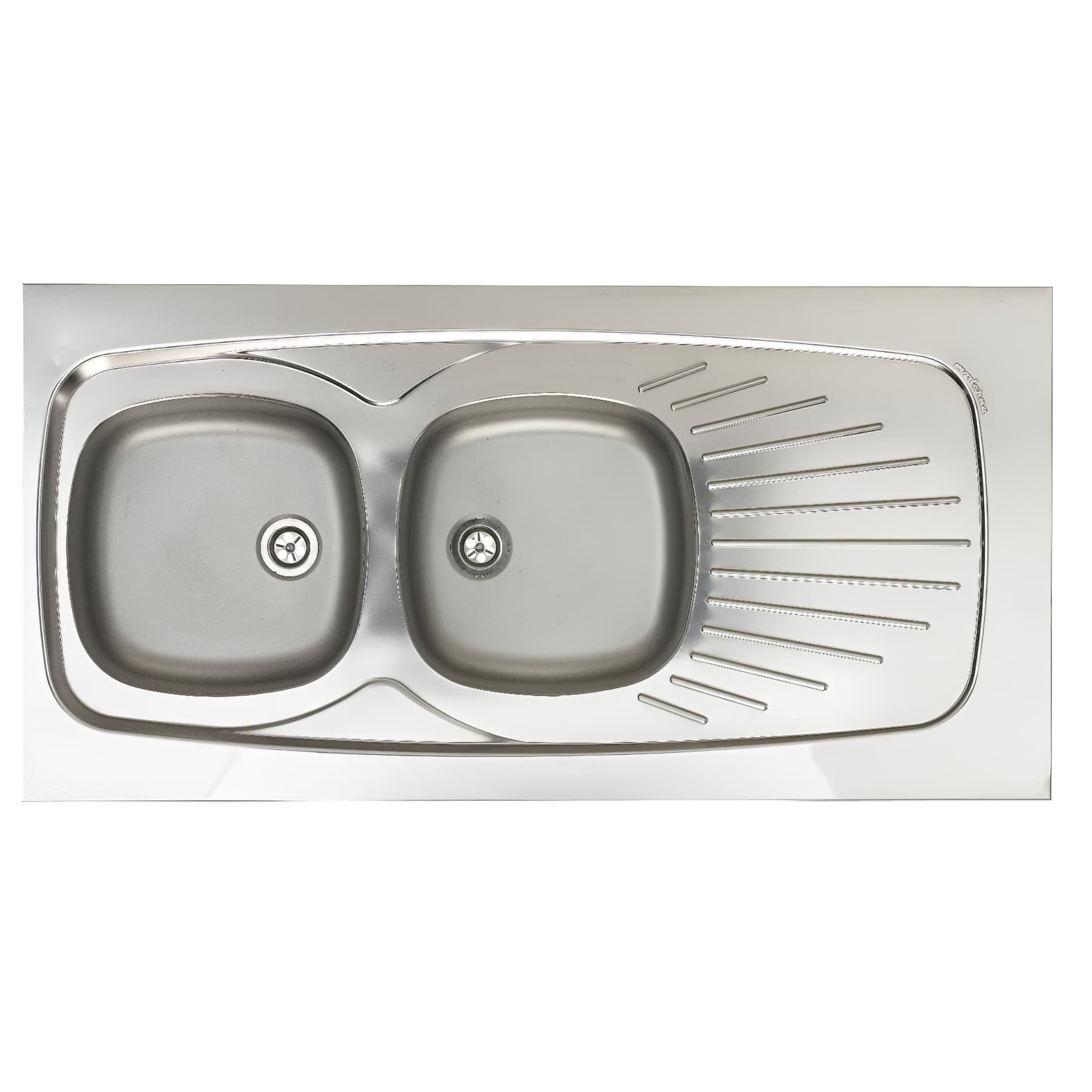 Evier à poser NU LAVELLI, inox 18/10 lisse, 2 cuves, 1 égouttoir, L120cm
