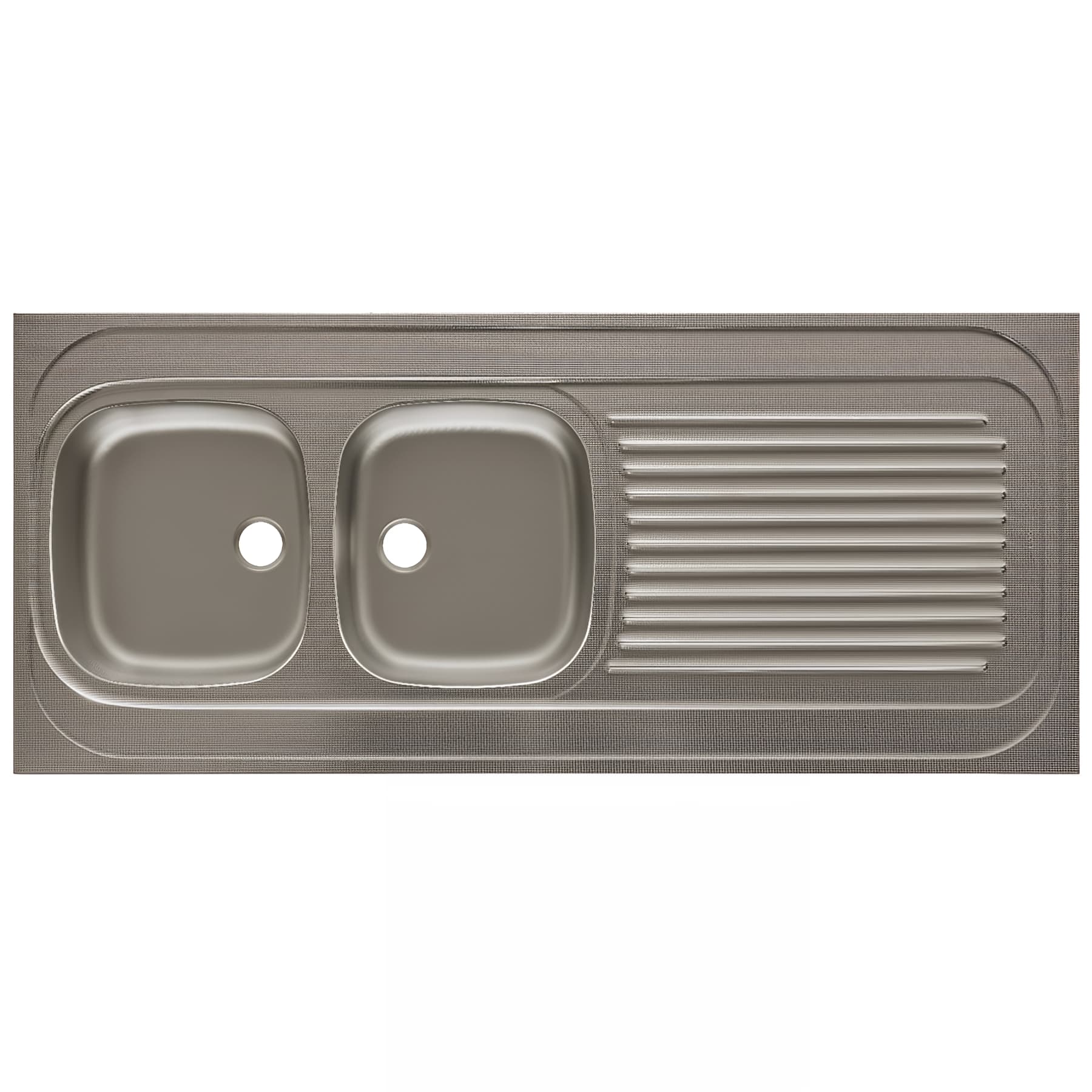 Evier à poser NU LAVELLI, inox 18/10 toilé, 2 cuves, 1 égouttoir, L140cm