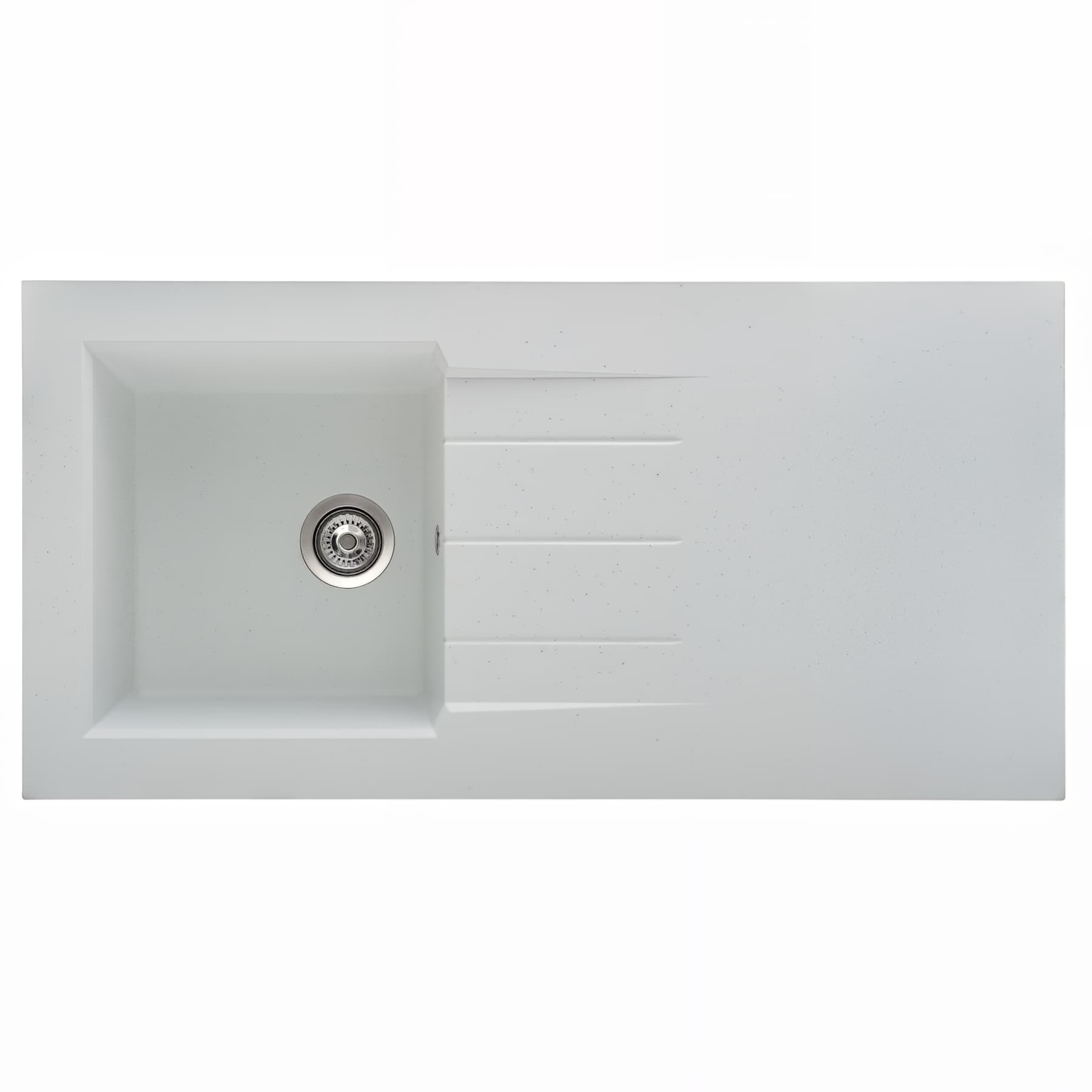 Evier à poser ONTARIO, résine SMC blanc mouch, 1 bac, 1 égouttoir, L120cm, NU