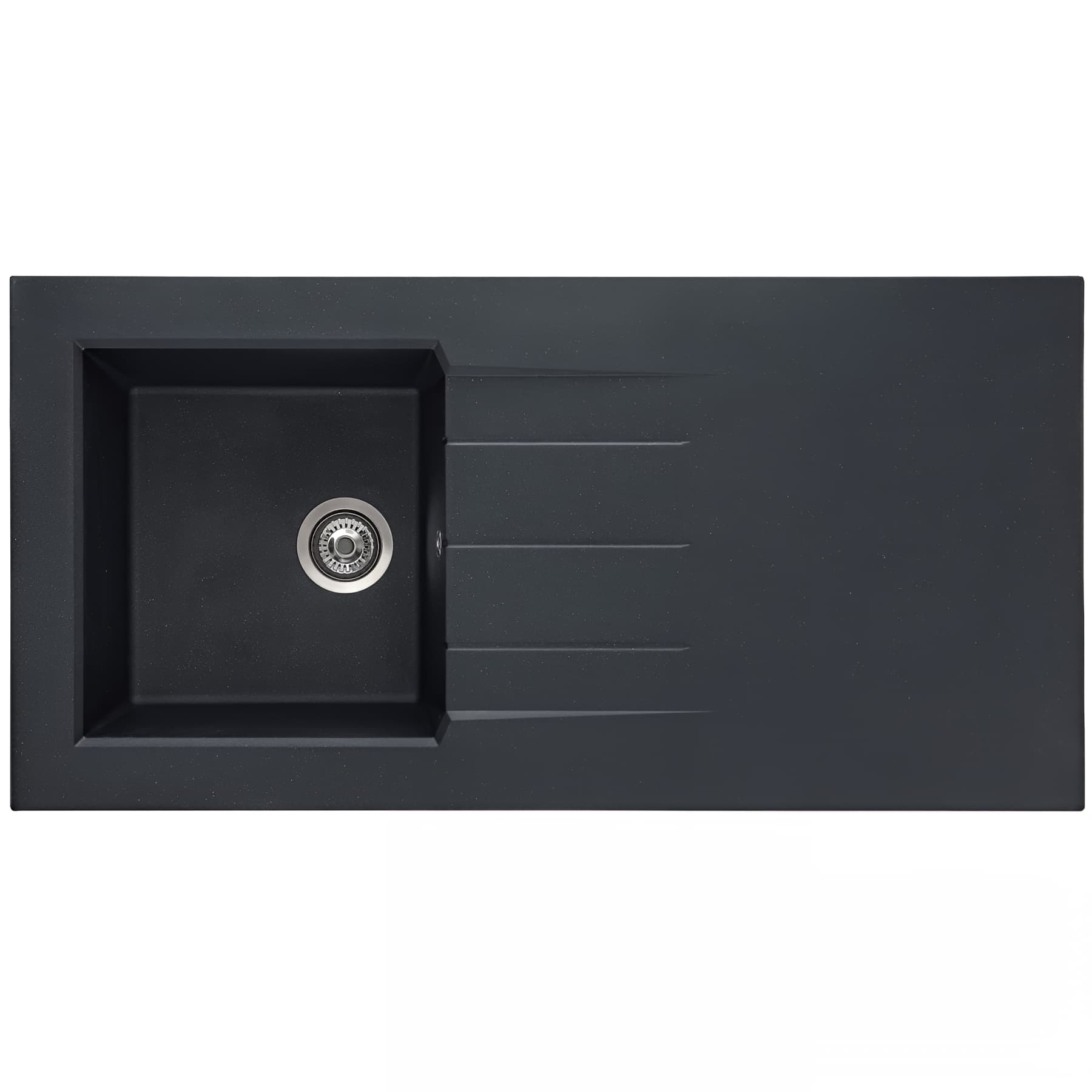 Evier à poser ONTARIO, résine SMC noir pailleté, 1 bac, 1 égouttoir, L120cm, NU