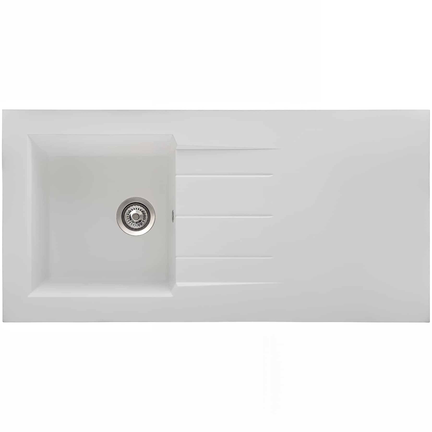 Evier à poser ONTARIO, résine SMC blanc uni 1 bac, 1 égouttoir, L120cm, NU