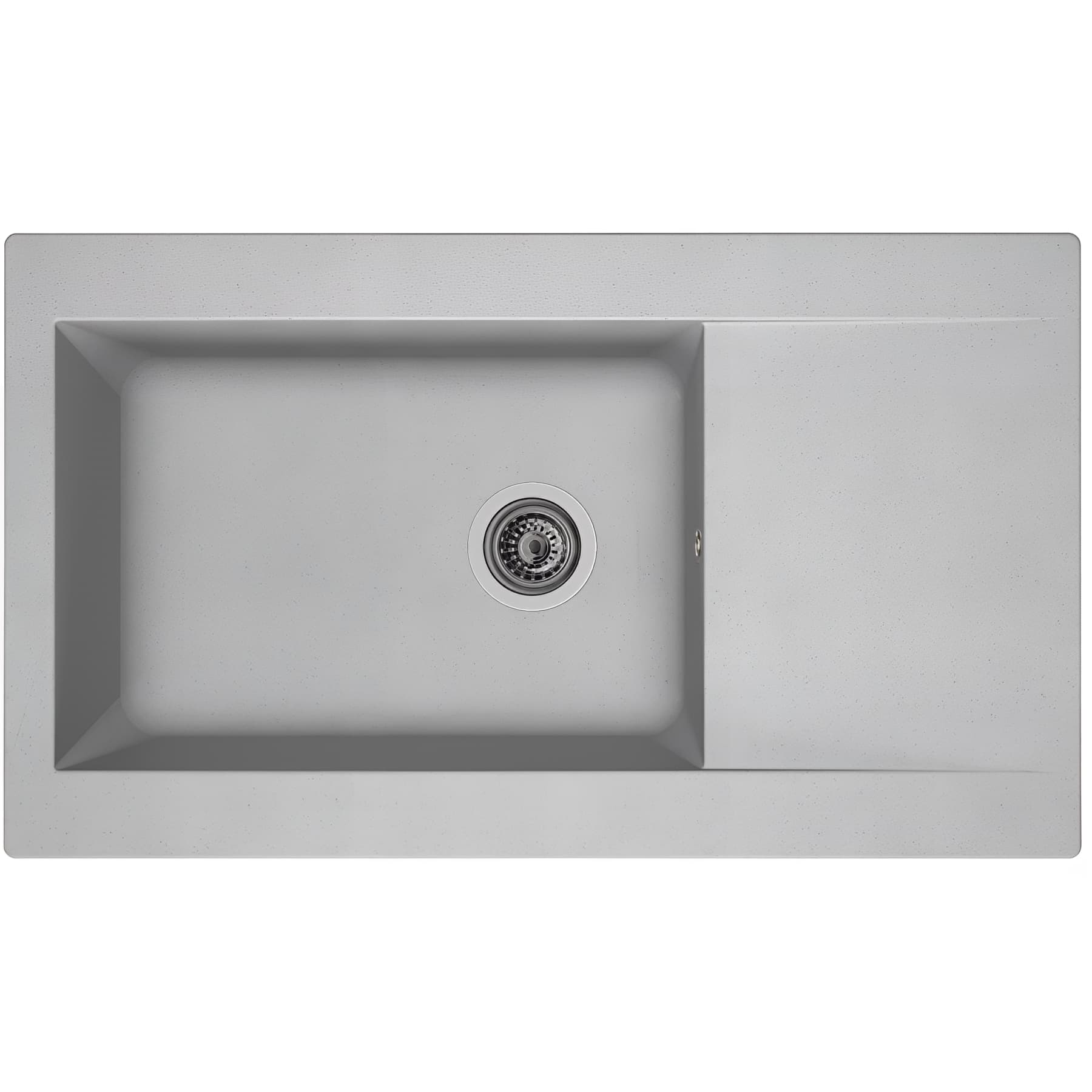 Evier à encastrer EINNA en résime PIMC platinium, 1 grande cuve, 1 égouttoir, L86cm